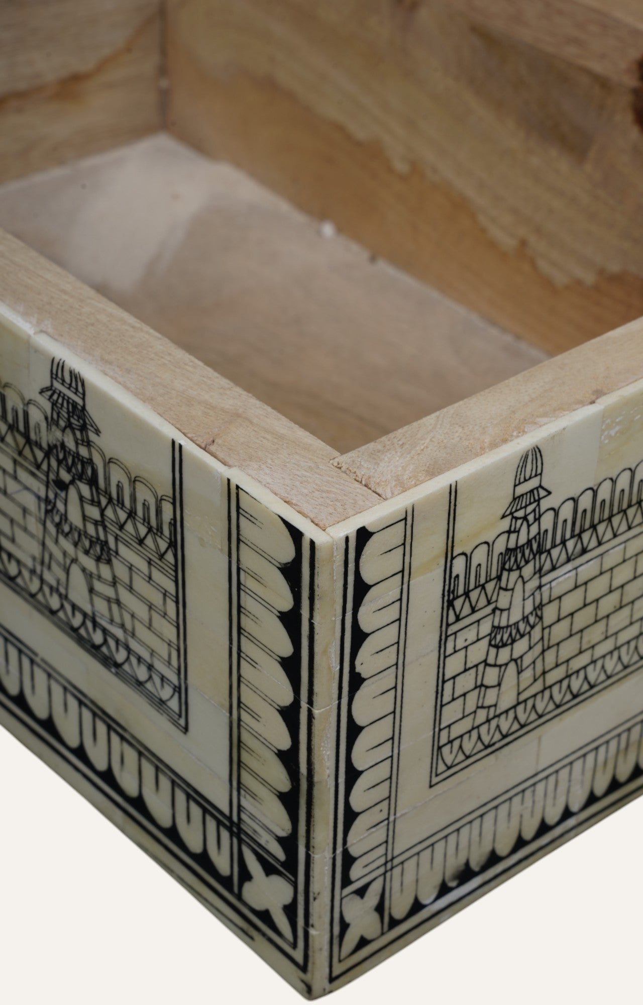 Ivory Mango Wood and Bone Antique Large Jewelry Box