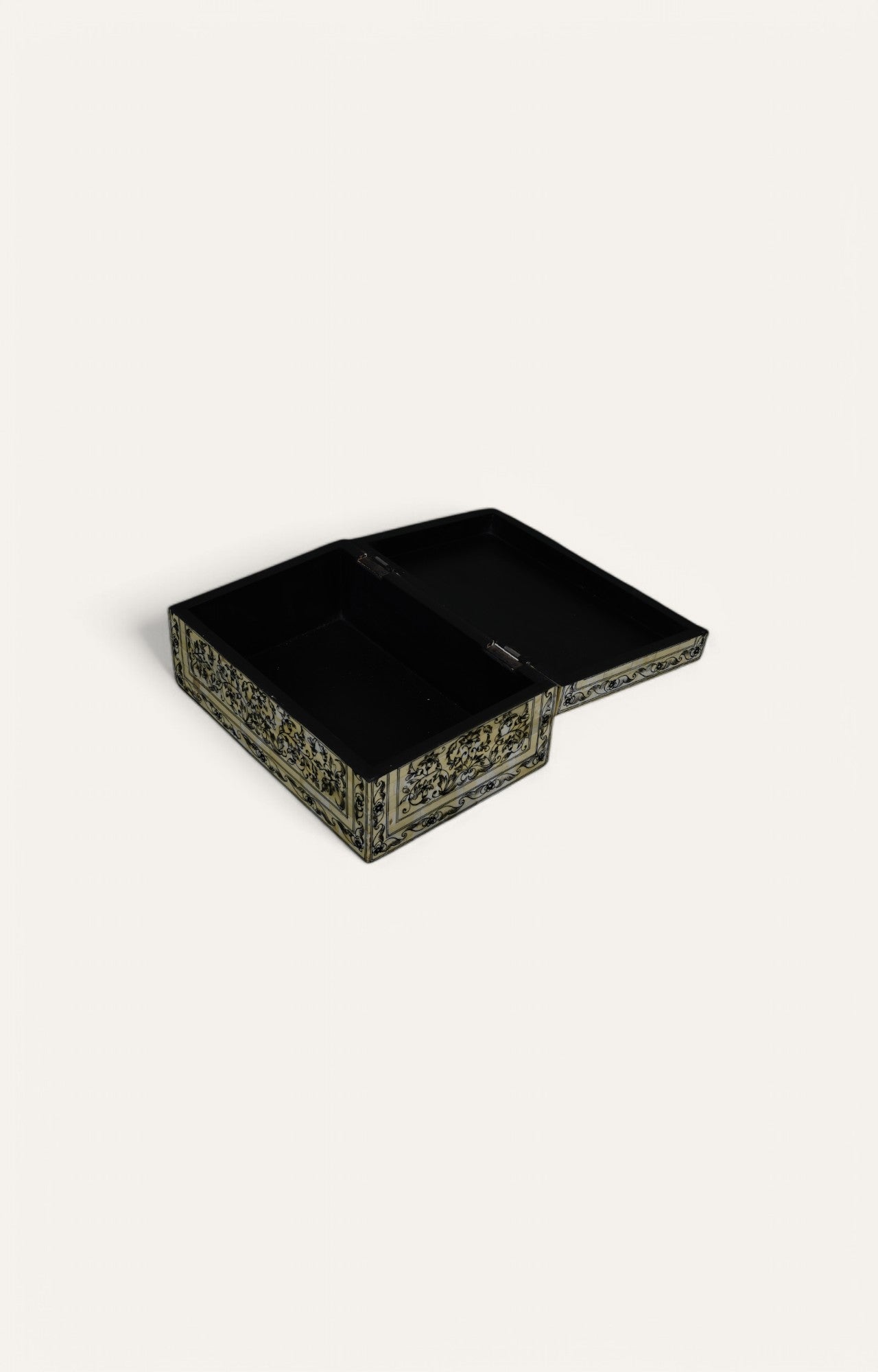 Floral Vine Bone Inlay Box in Delicate Ivory Hues