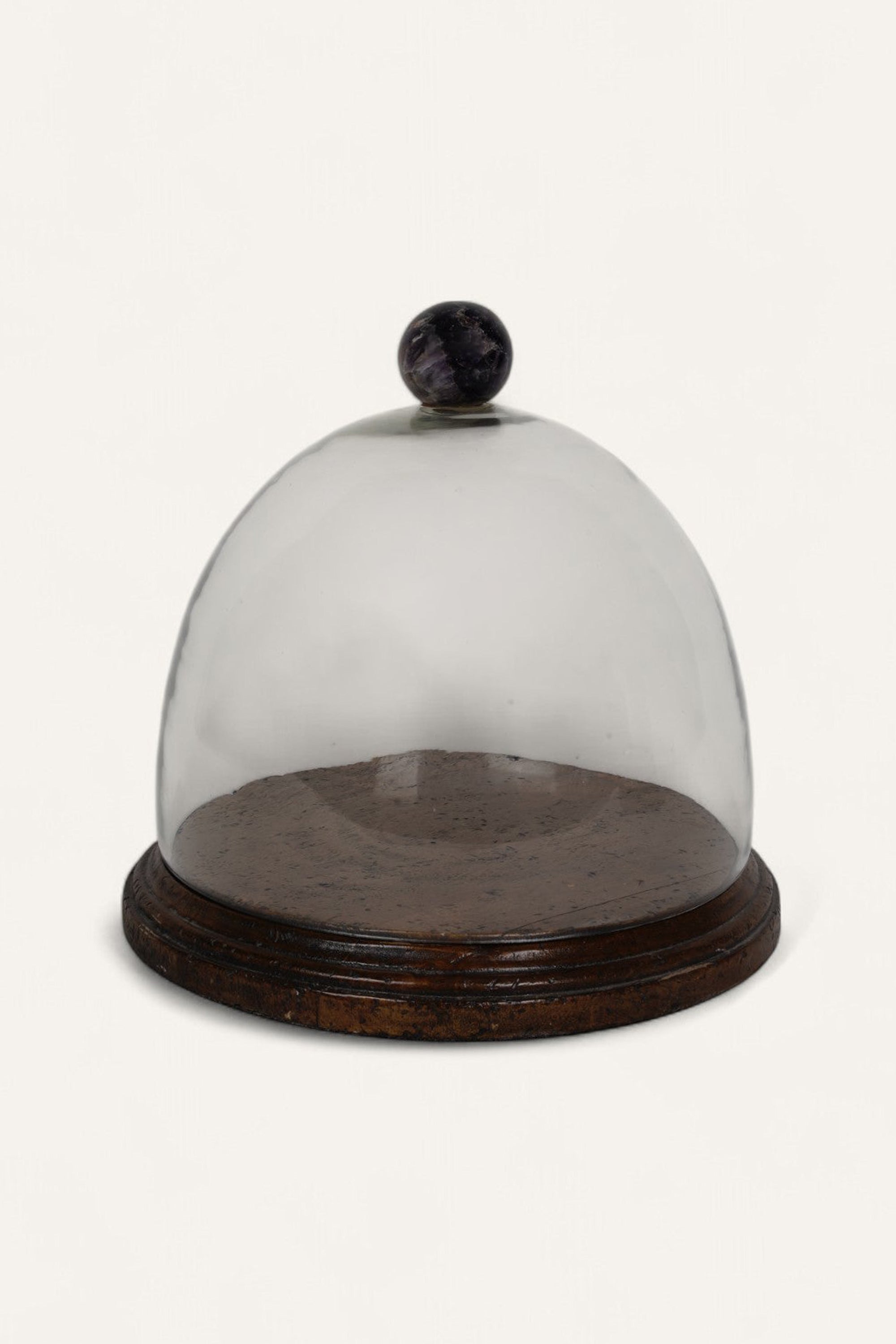Handblown Glass Cake Cloche with Amethyst Finial
