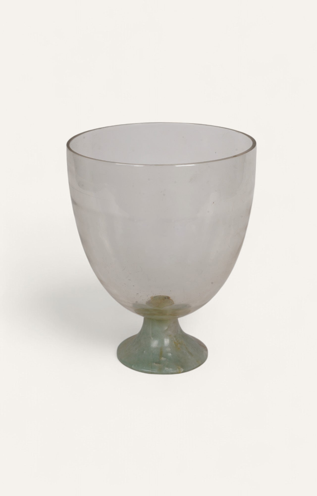 Handblown Footed Vase with Greenish Quartz Base