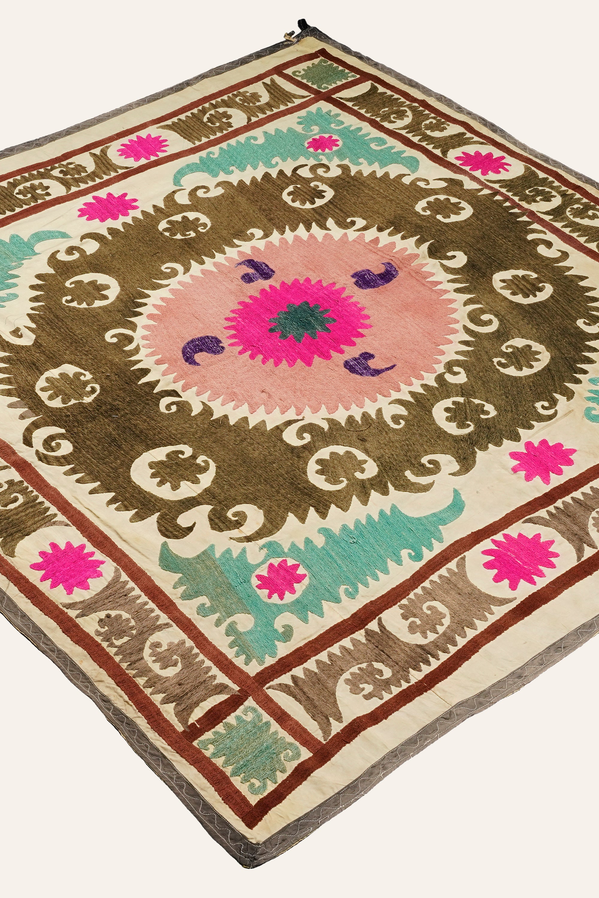Pastel Medallion Suzani Vintage Wall Hanging