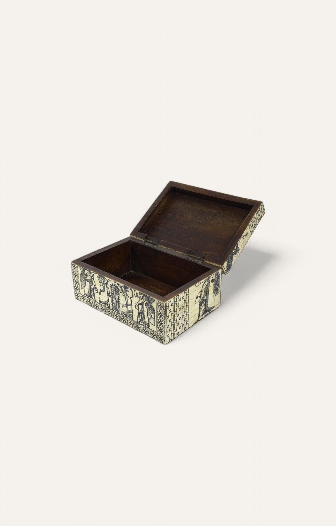 Hand-Painted Tribal Bone Inlay Box