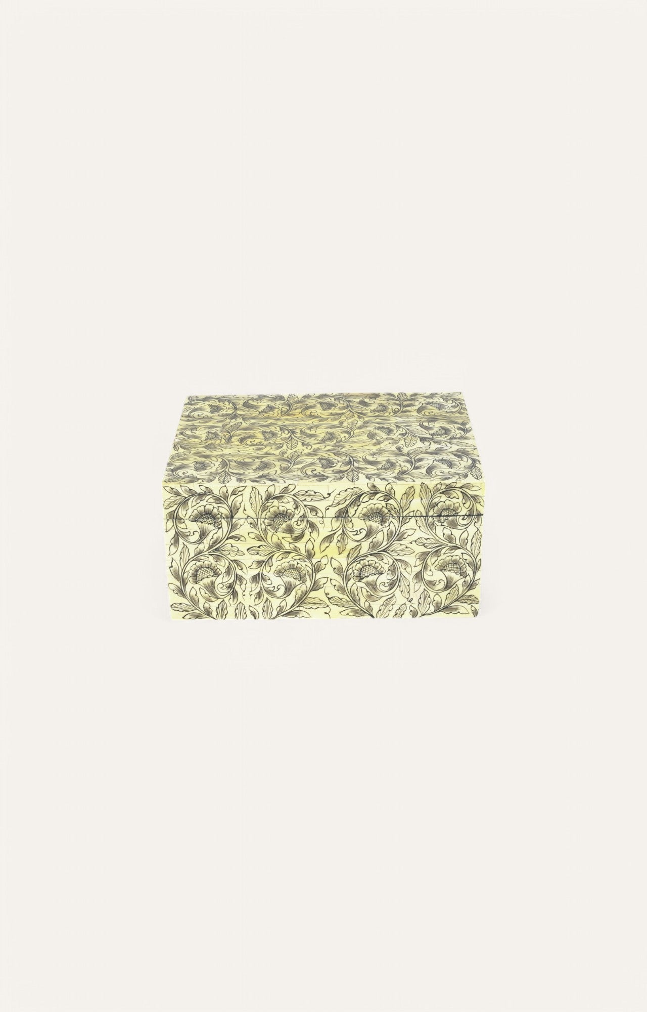 Soft Yellow Floral Painted Inlay Box