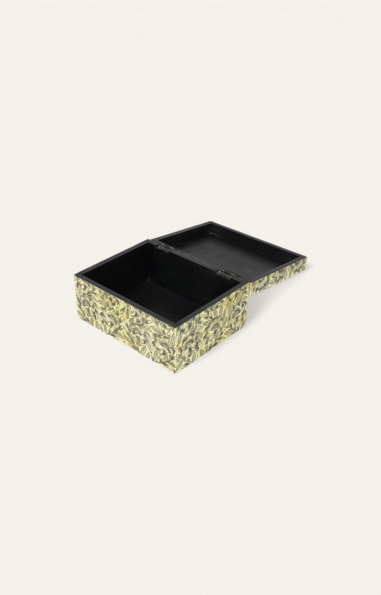 Soft Yellow Floral Painted Inlay Box