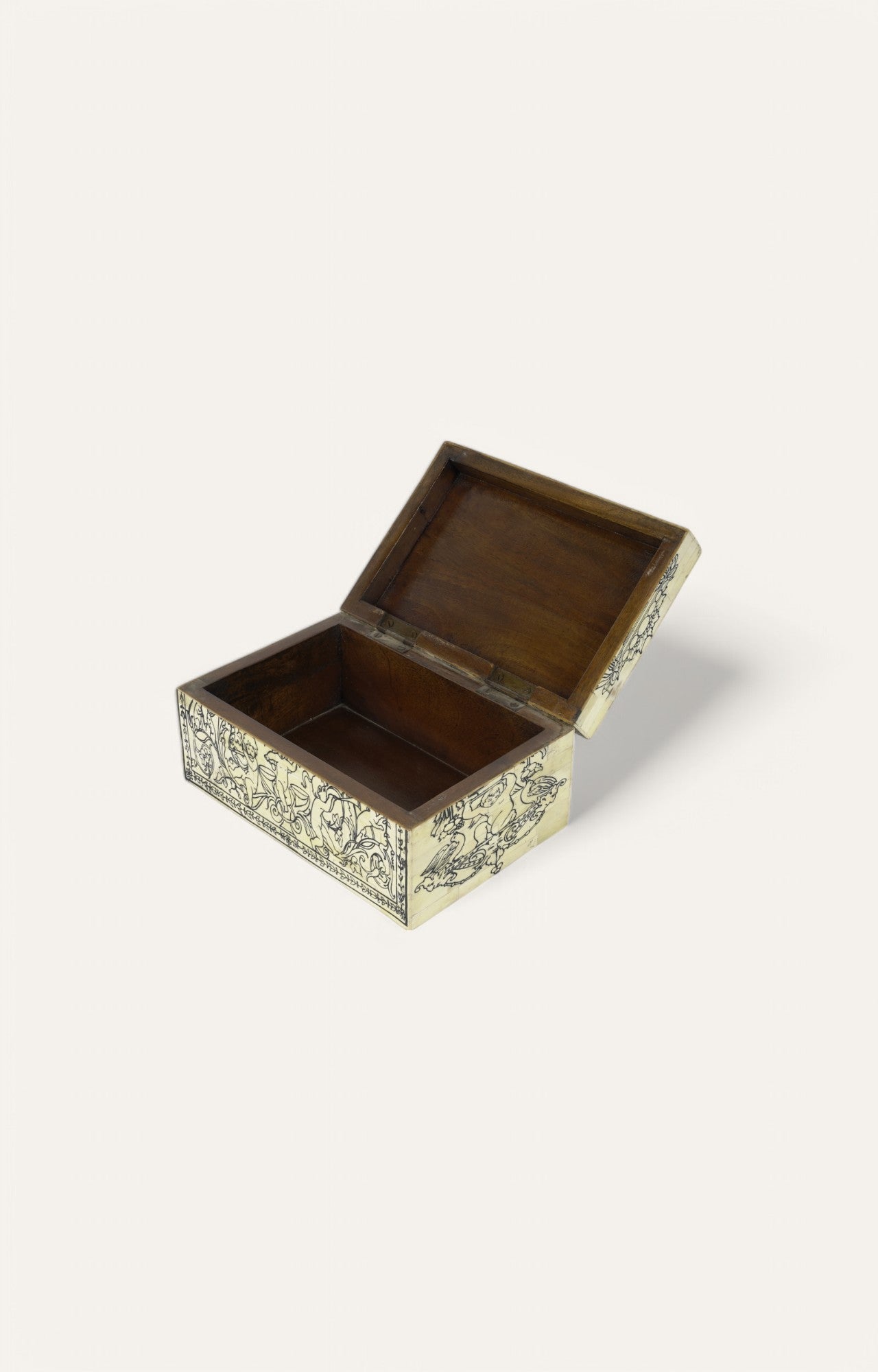 Hand-Painted Bone Inlay Box with Royal Tiger Motif