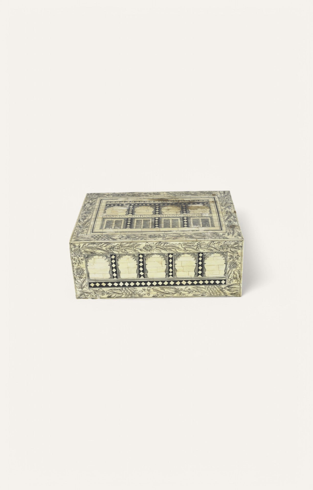 Architectural Bone Inlay Box with Arched Detailing