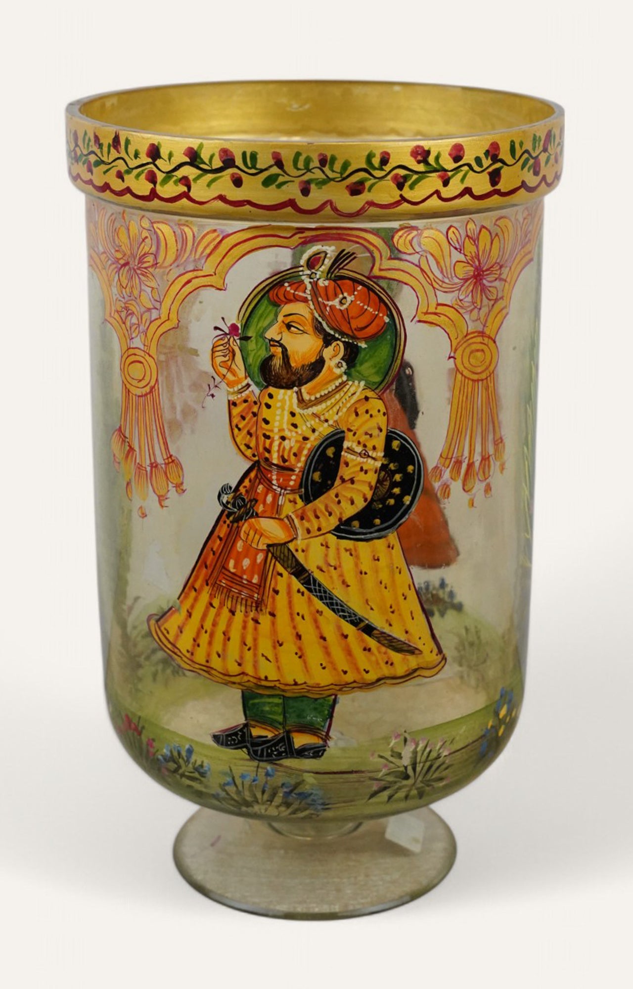Hand-Painted Mughal Miniature Glass Vase