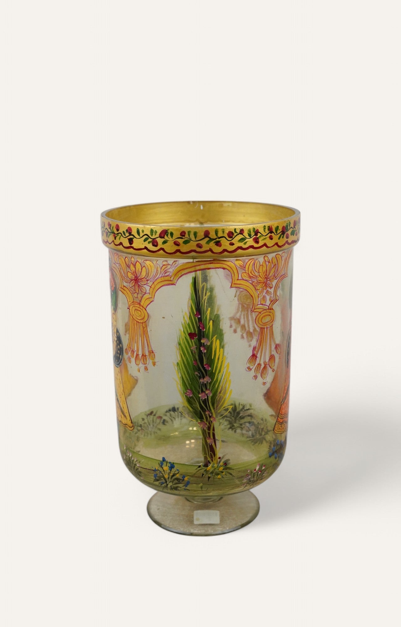 Hand-Painted Mughal Miniature Glass Vase