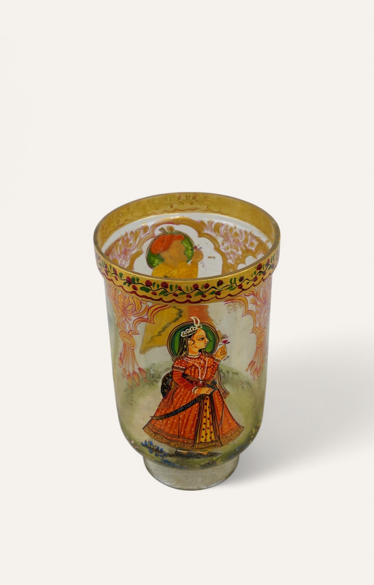 Hand-Painted Mughal Miniature Glass Vase
