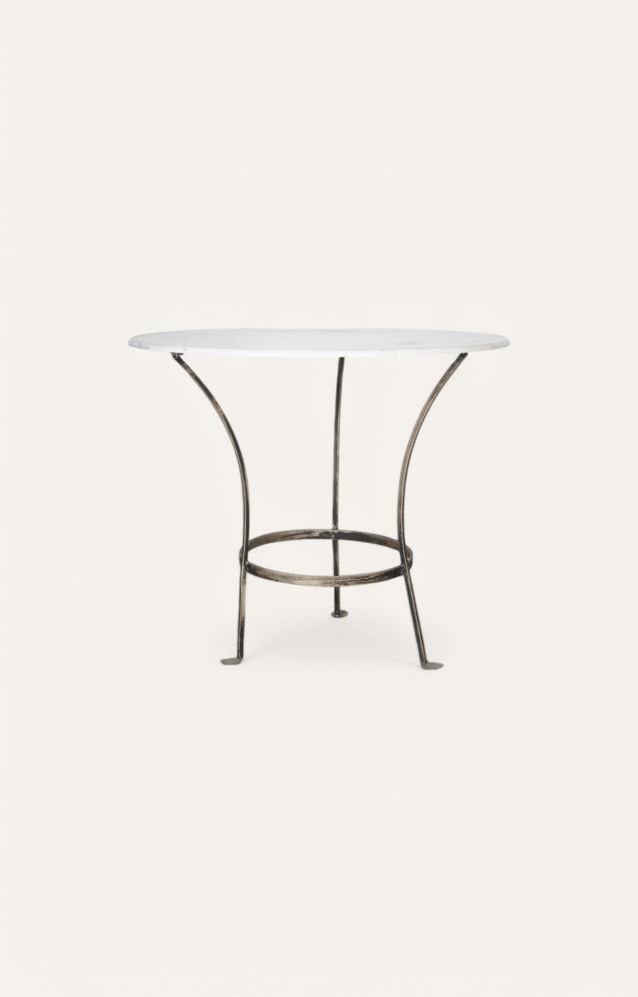 Round Metal Base Side Table with Stone Top