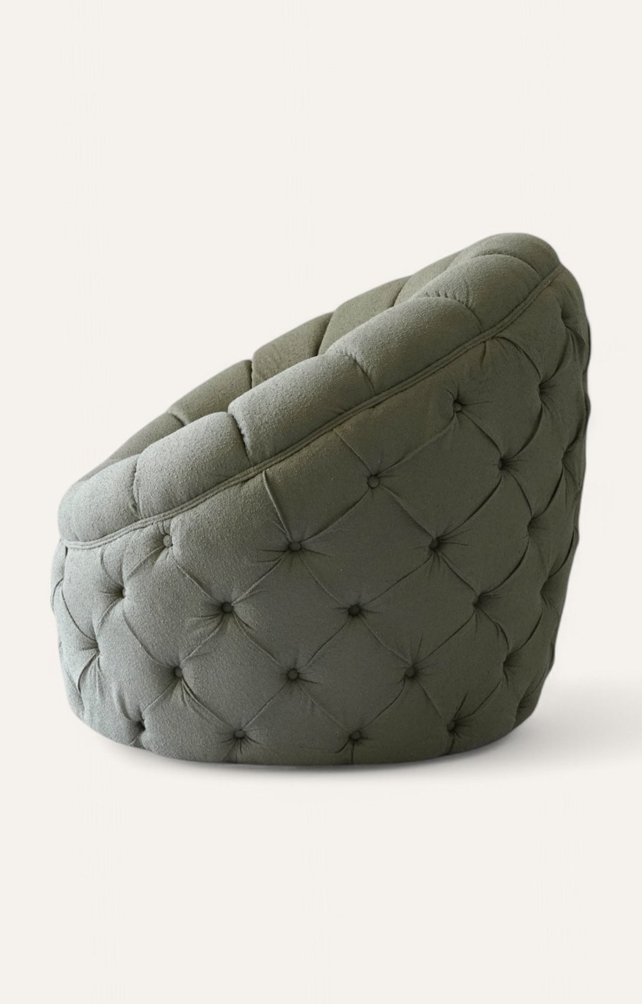 Tufted Egg Chair in Green Boucle