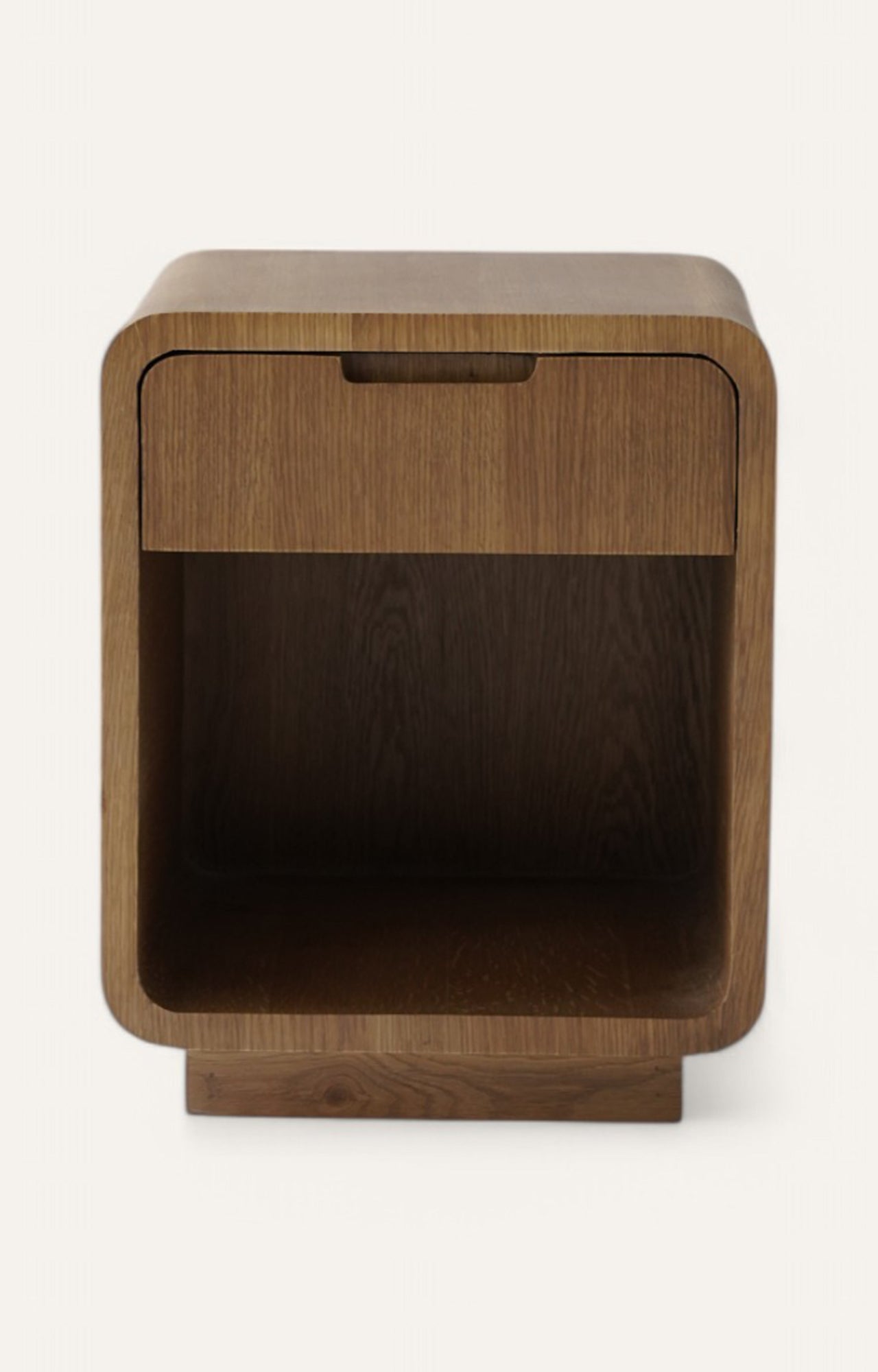 Oslo Curved Brown Wooden Bedside Table with One Drawer