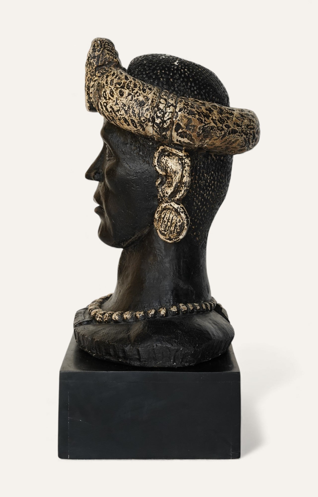 Black Tribal Bust with Snake Headdress
