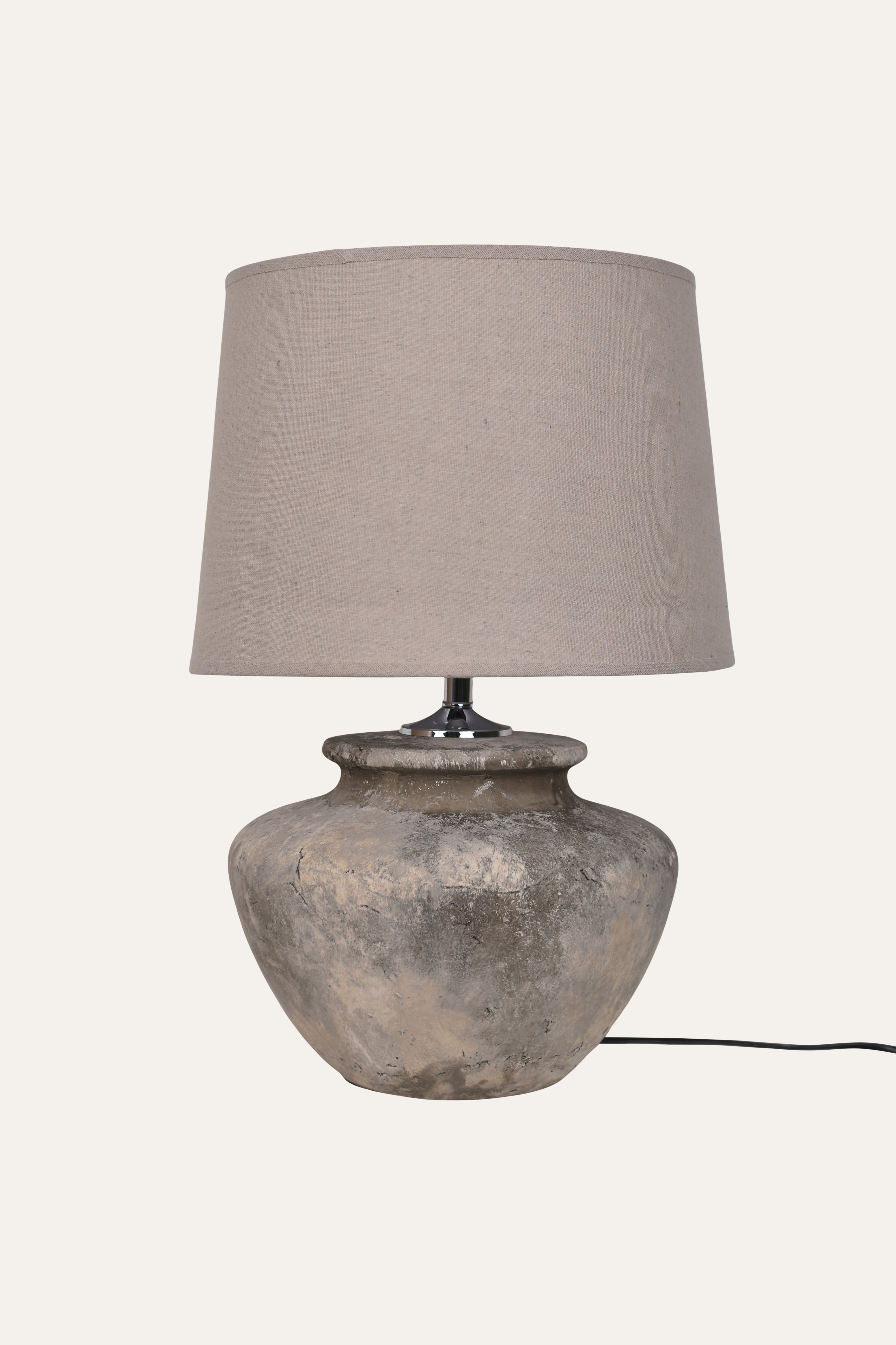 Handcrafted Ceramic Table Lamp with Neutral Fabric Shade