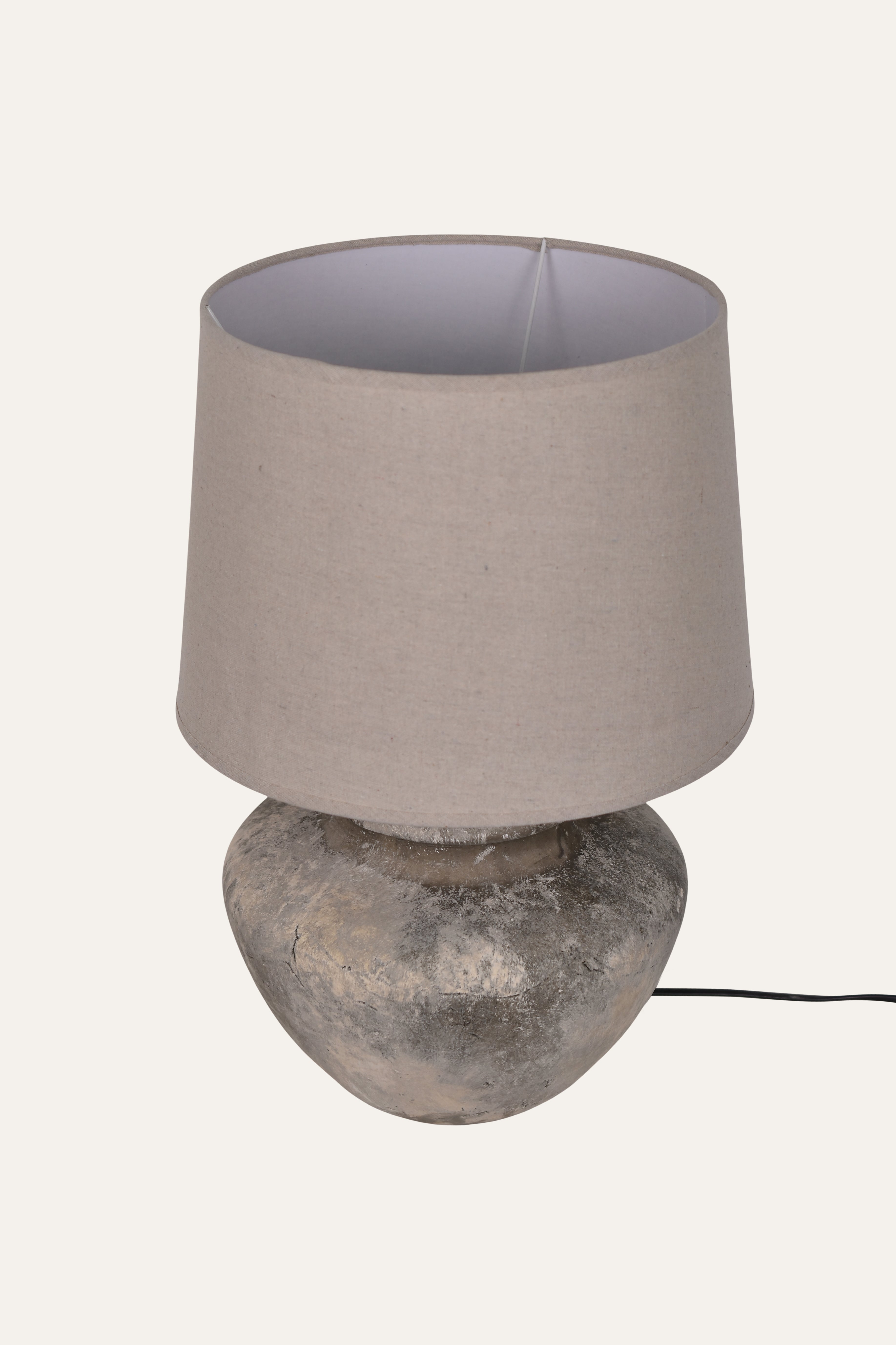Handcrafted Ceramic Table Lamp with Neutral Fabric Shade