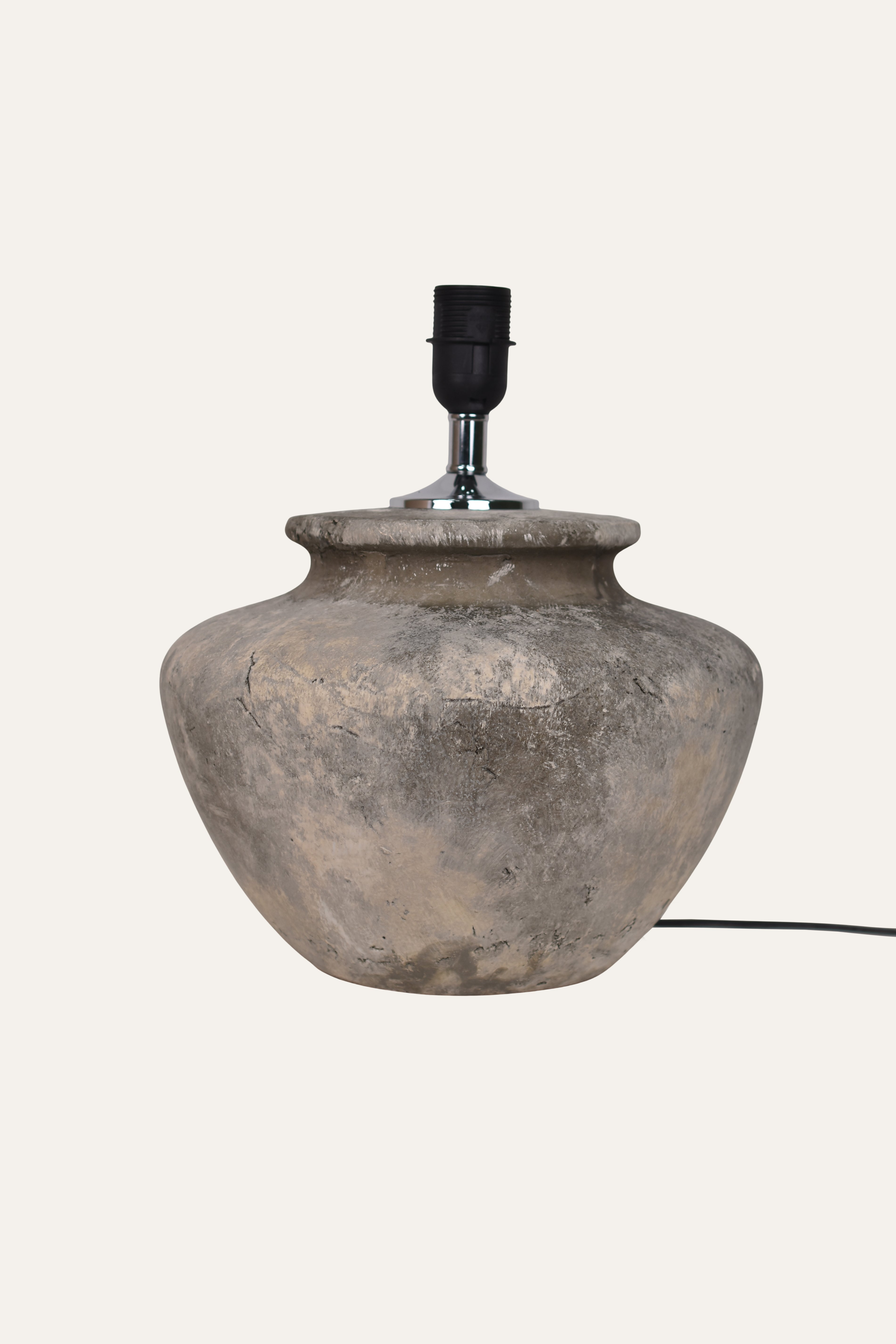 Handcrafted Ceramic Table Lamp with Neutral Fabric Shade