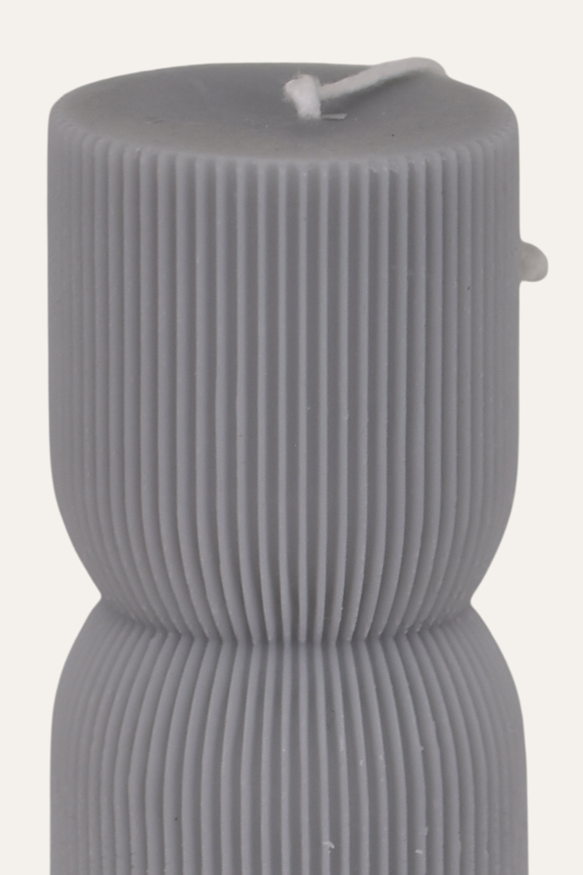 Tall Grey Ribbed Candle