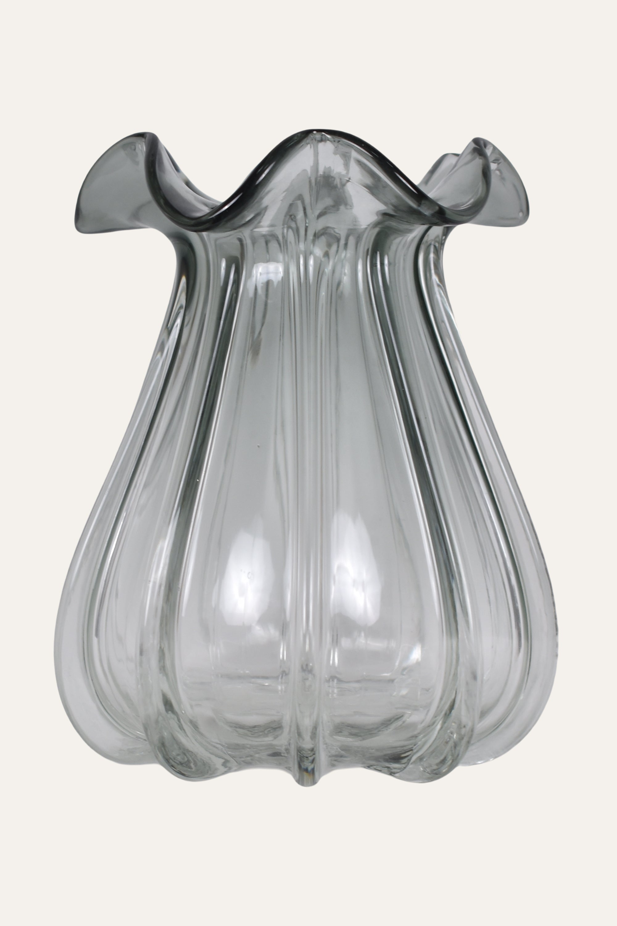 Hand Blown Colored Handcrafted Wave Edge Glass Decorative Vase