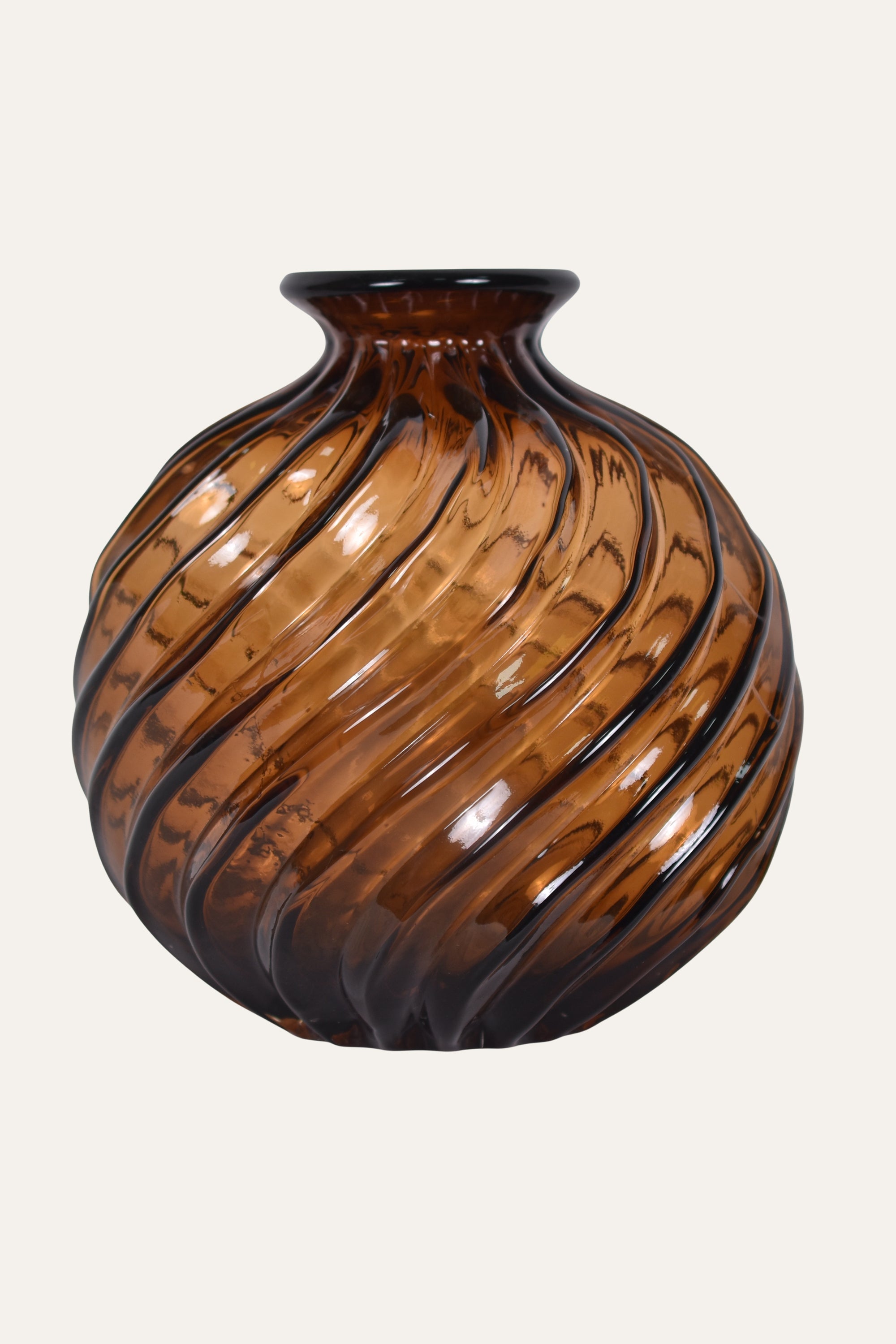 Amber Swirl Textured Hand Blown Colored Glass Vase Decorative Centerpiece