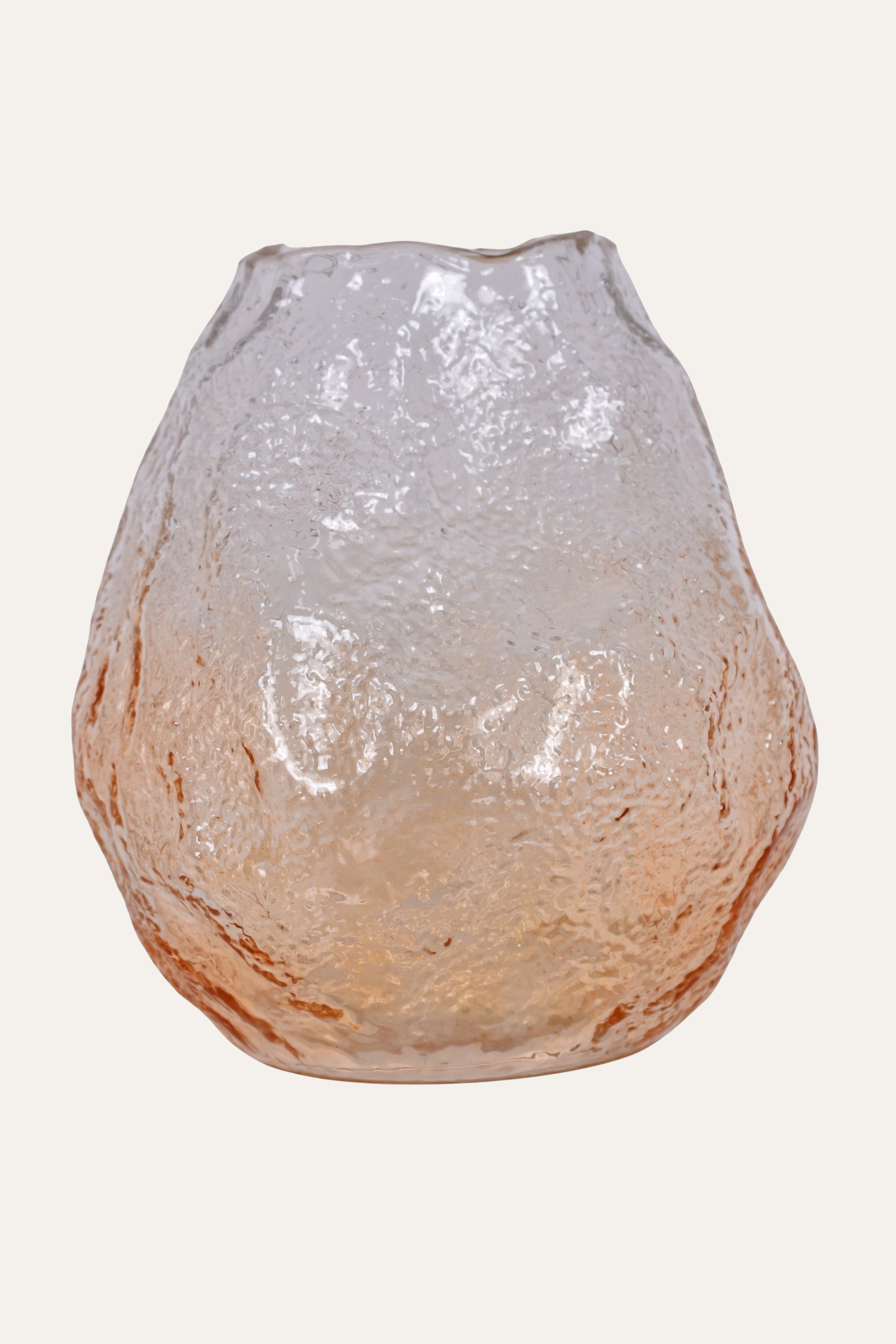 Sculptural Amber Colored Hand Blown Glass Vase for Modern Home Décor