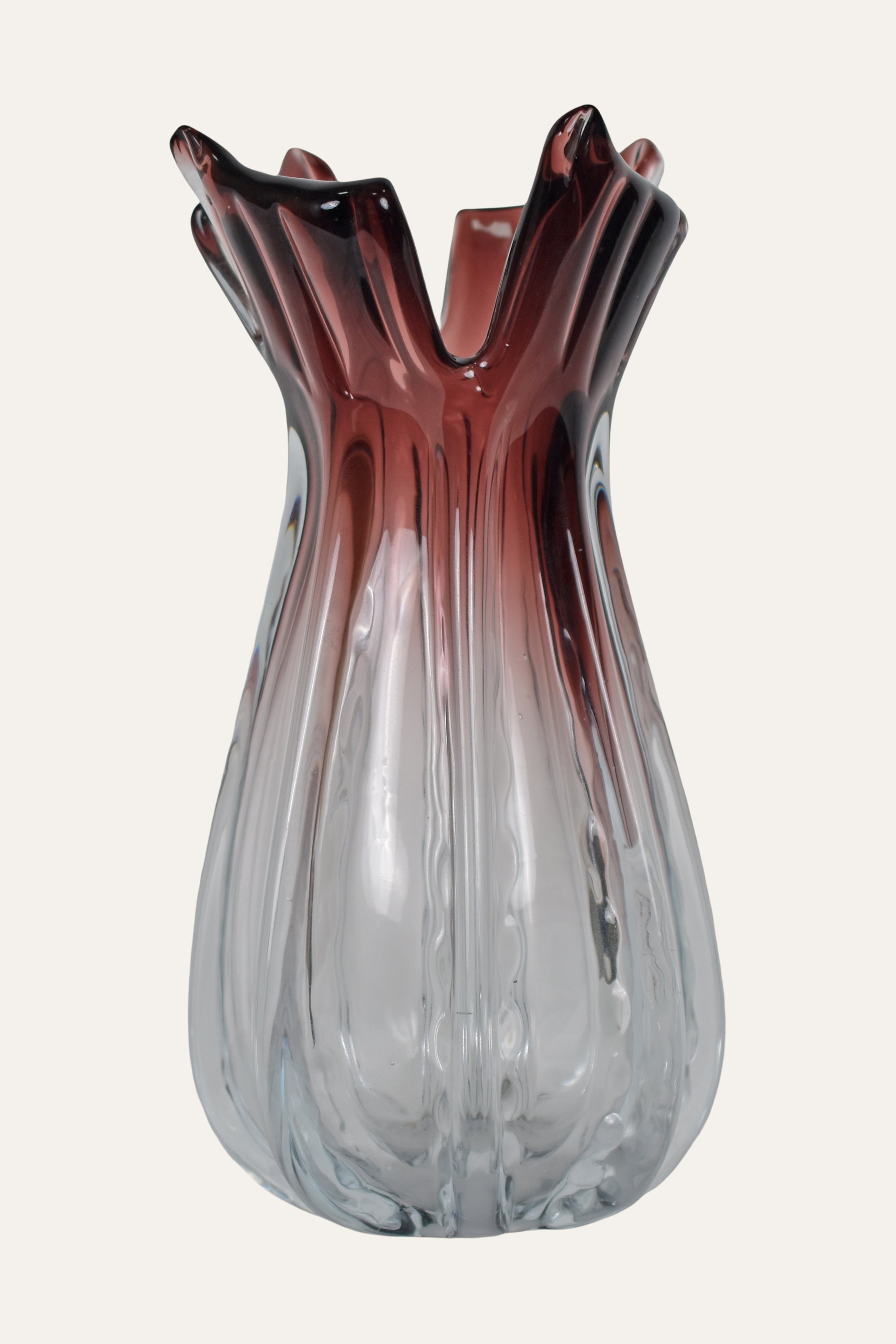 Amaryllis Bloom Sculpted Hand Blown Glass Vase Elegant Floral-Inspired Centerpiece