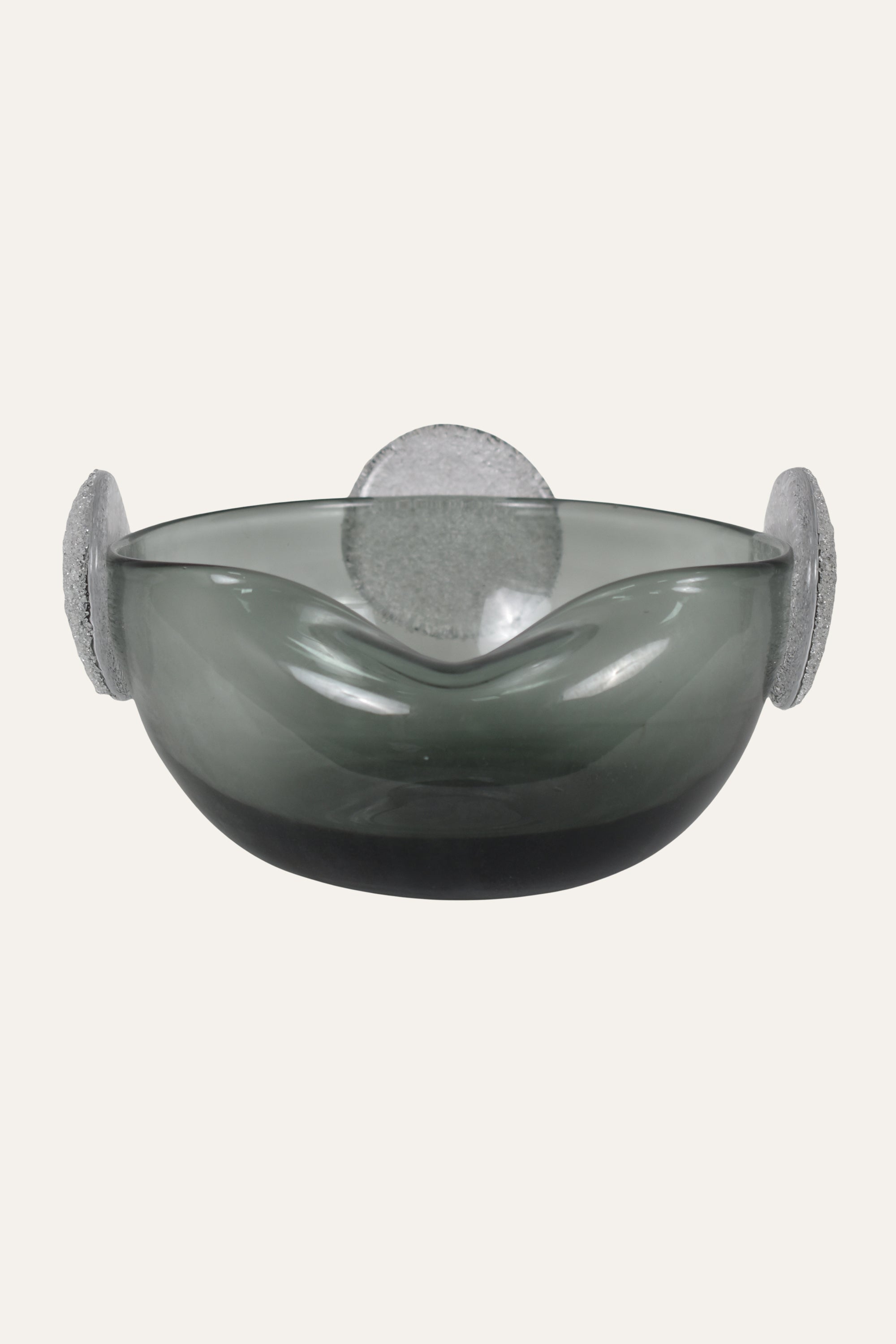 Modern Smoky Grey Colored Hand Blown Decorative Glass Bowl Catchall Dish