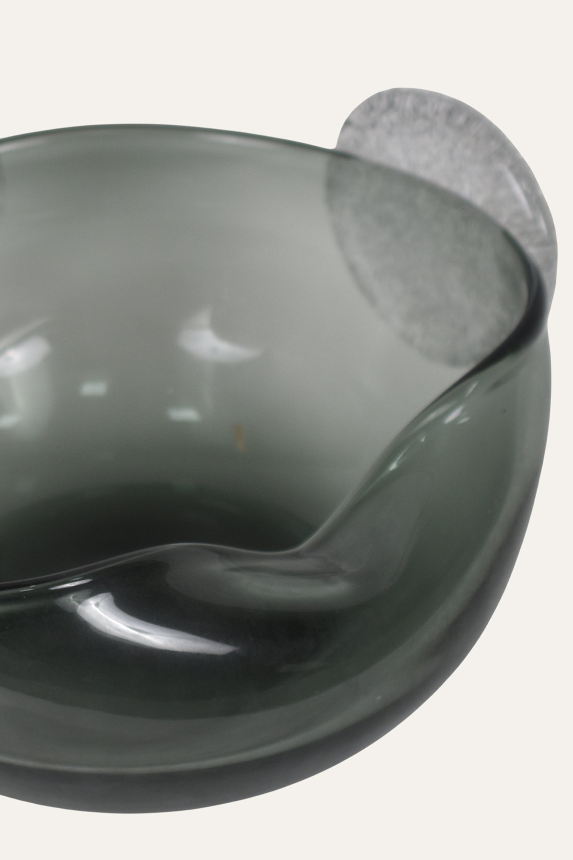 Modern Smoky Grey Colored Hand Blown Decorative Glass Bowl Catchall Dish