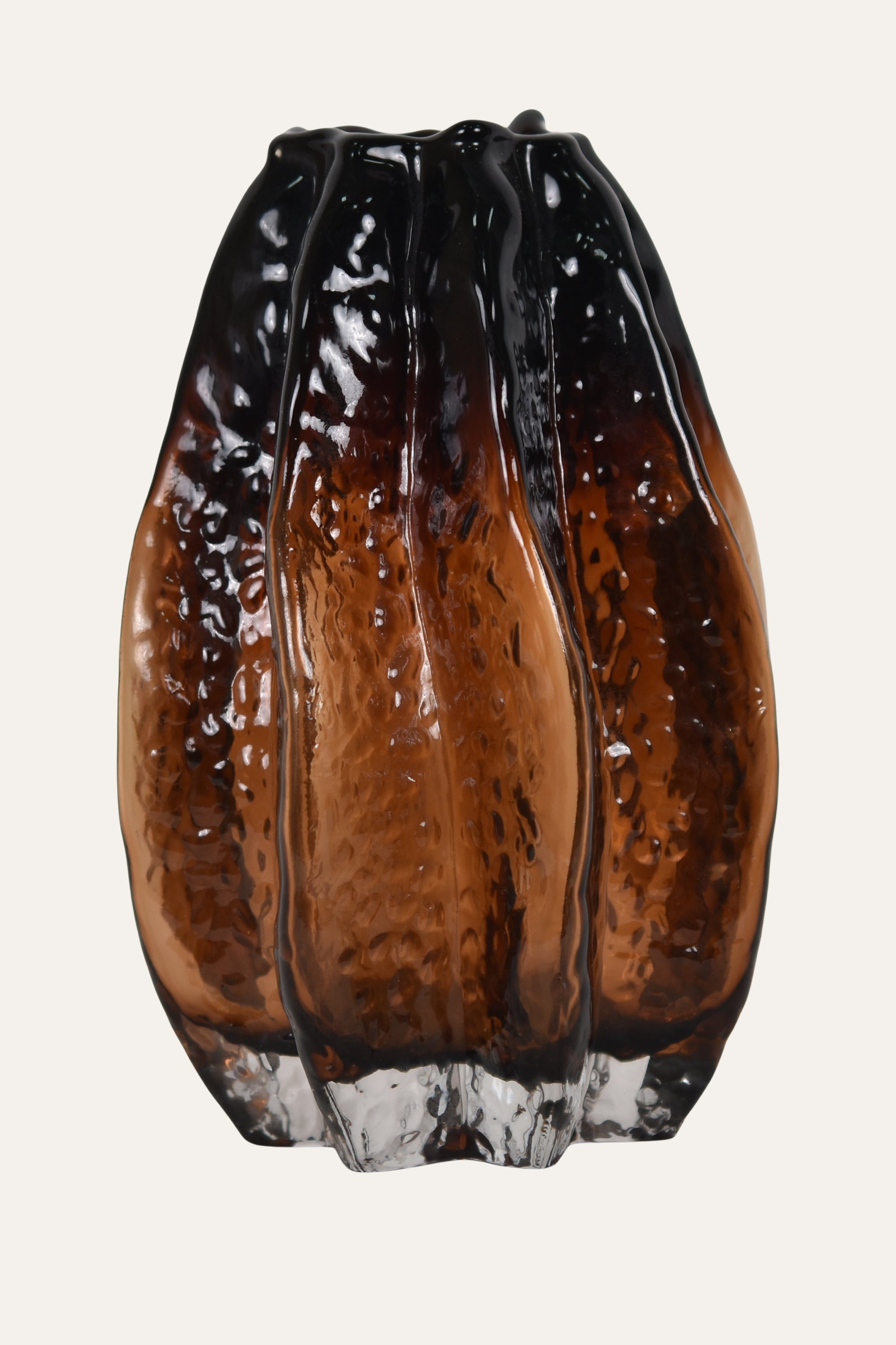 Molten Amber Hand Blown Art Glass Vase with Black Gradient Finish