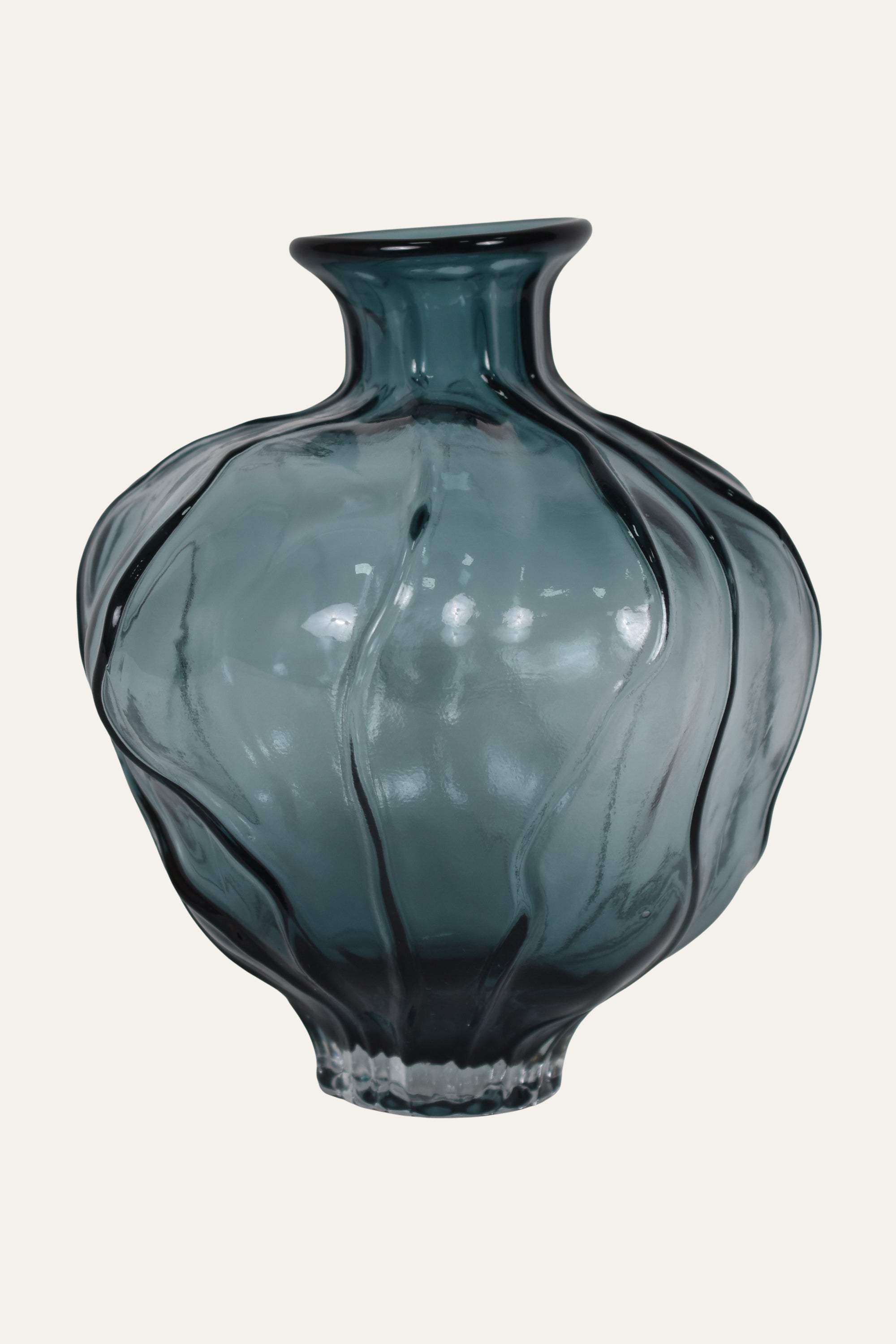 Elara Sculpted Blue-Grey Hand Blown Vase