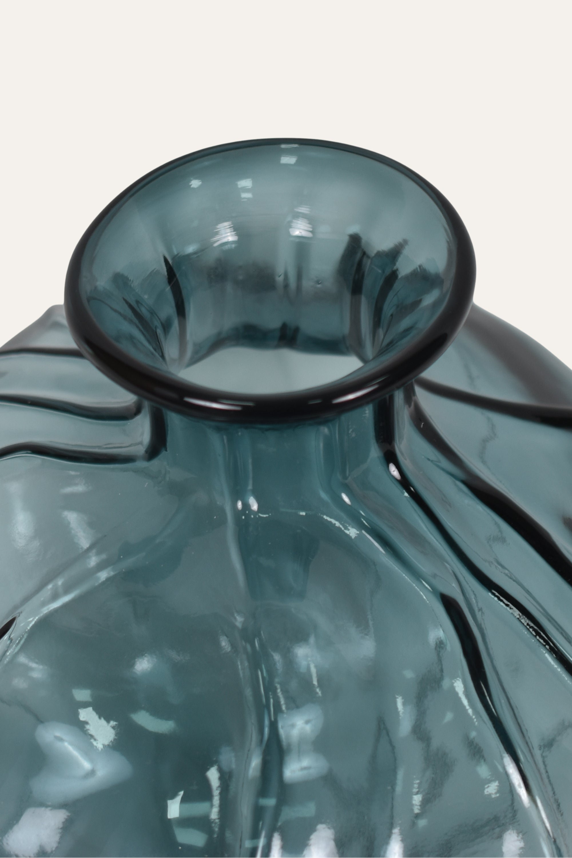 Elara Sculpted Blue-Grey Hand Blown Vase