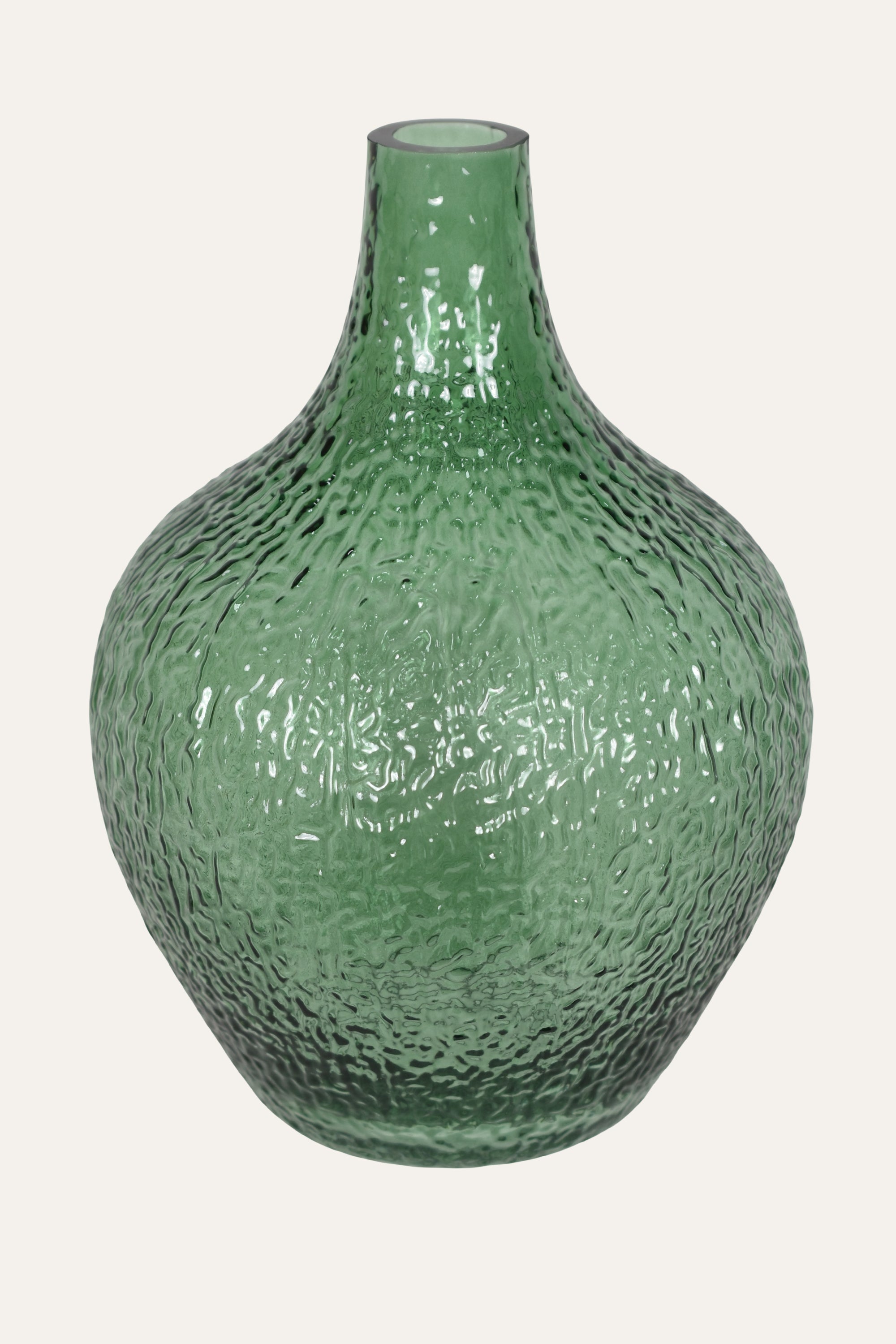 Textured Green Hand Blown Colored Glass Decorative Vase