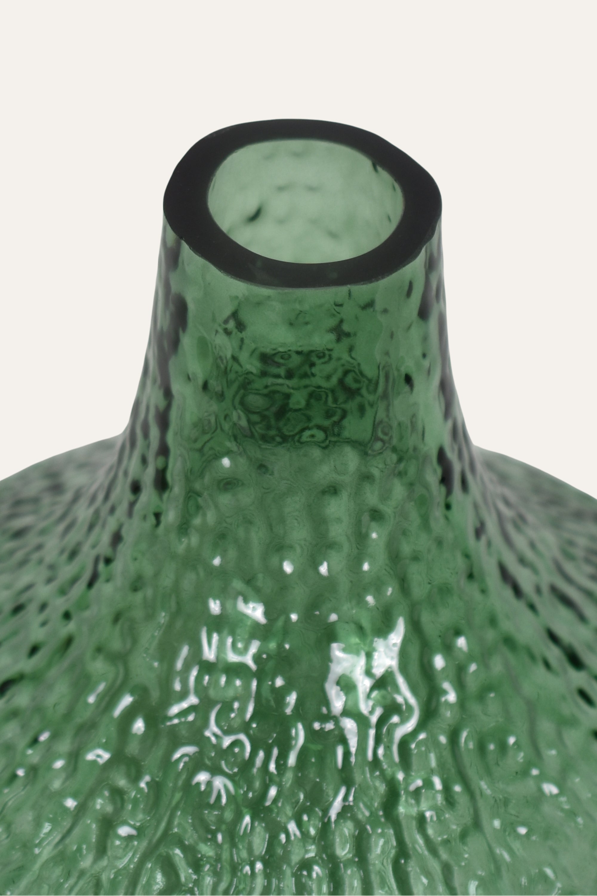 Textured Green Hand Blown Colored Glass Decorative Vase