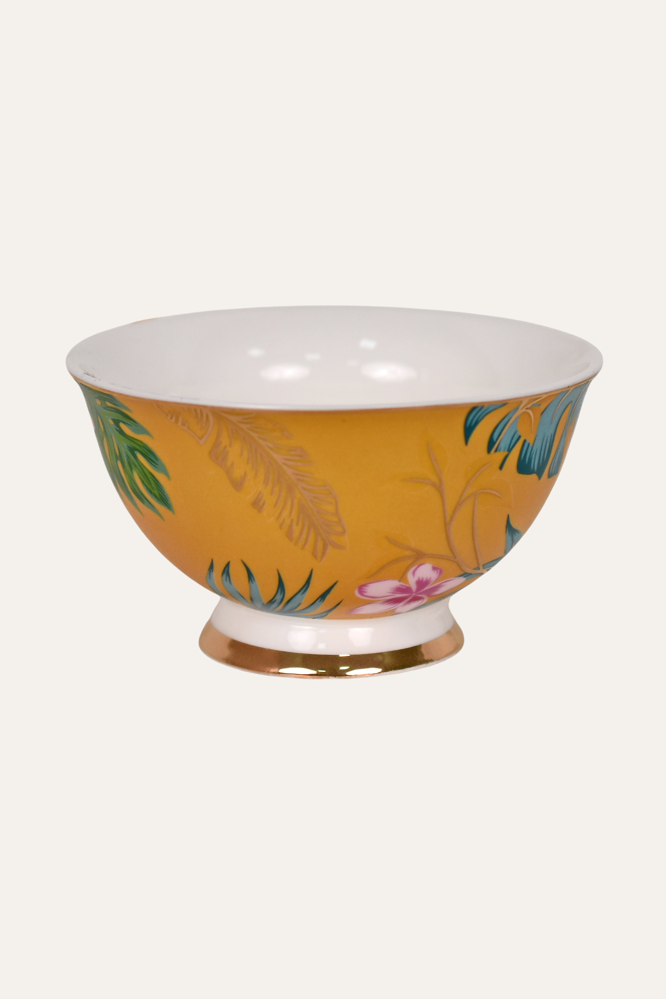 Floral Hand-Painted Porcelain Cup & Saucer Set with Gold Tones – Elegant Artisan Tea Cup