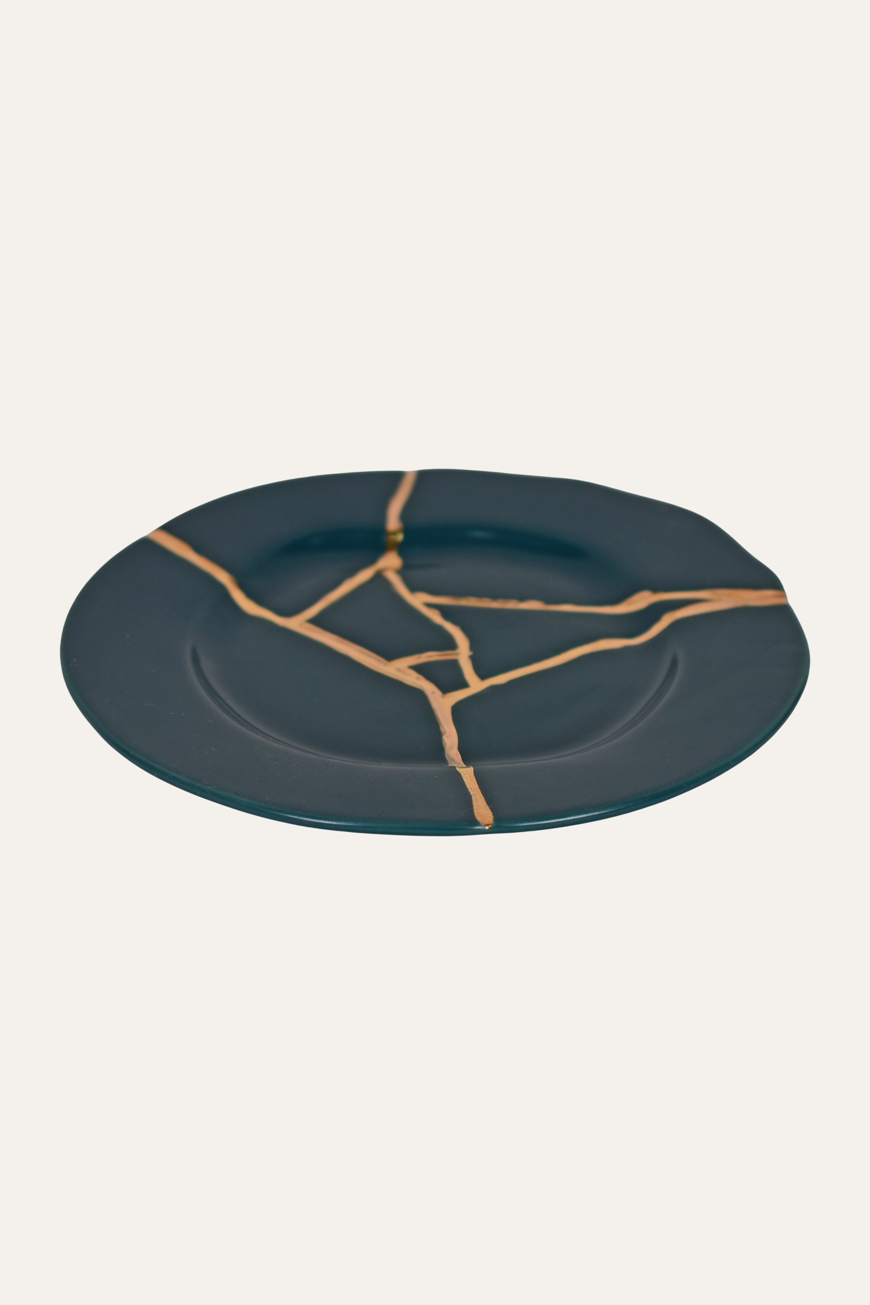 Deep Teal Hand-Painted Porcelain Cup & Saucer Set with Gold Accent – Artisan Tea & Coffee Cup