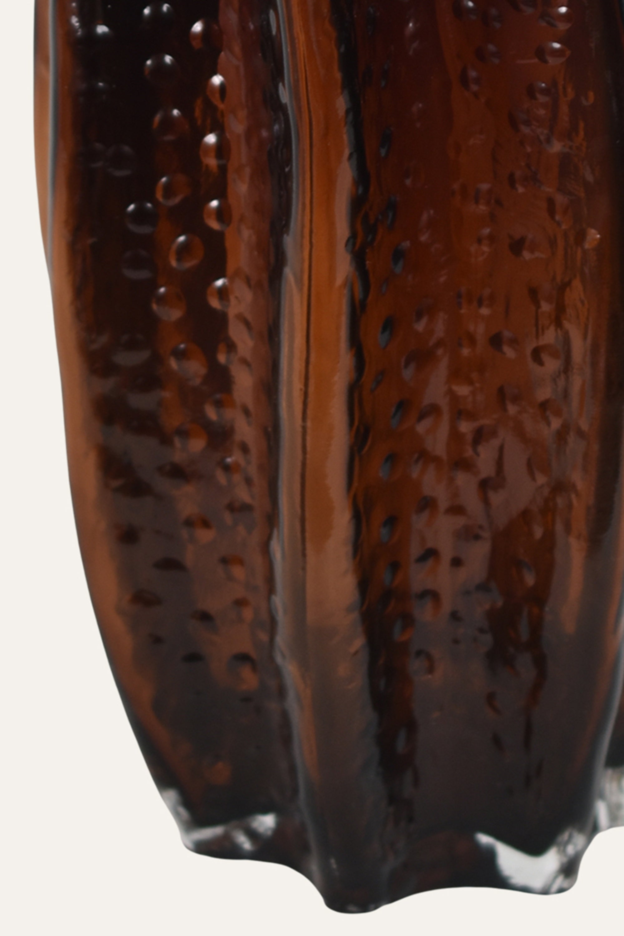 Fire-Inspired Amber Sculpted Hand Blown Glass Vase Decorative Accent