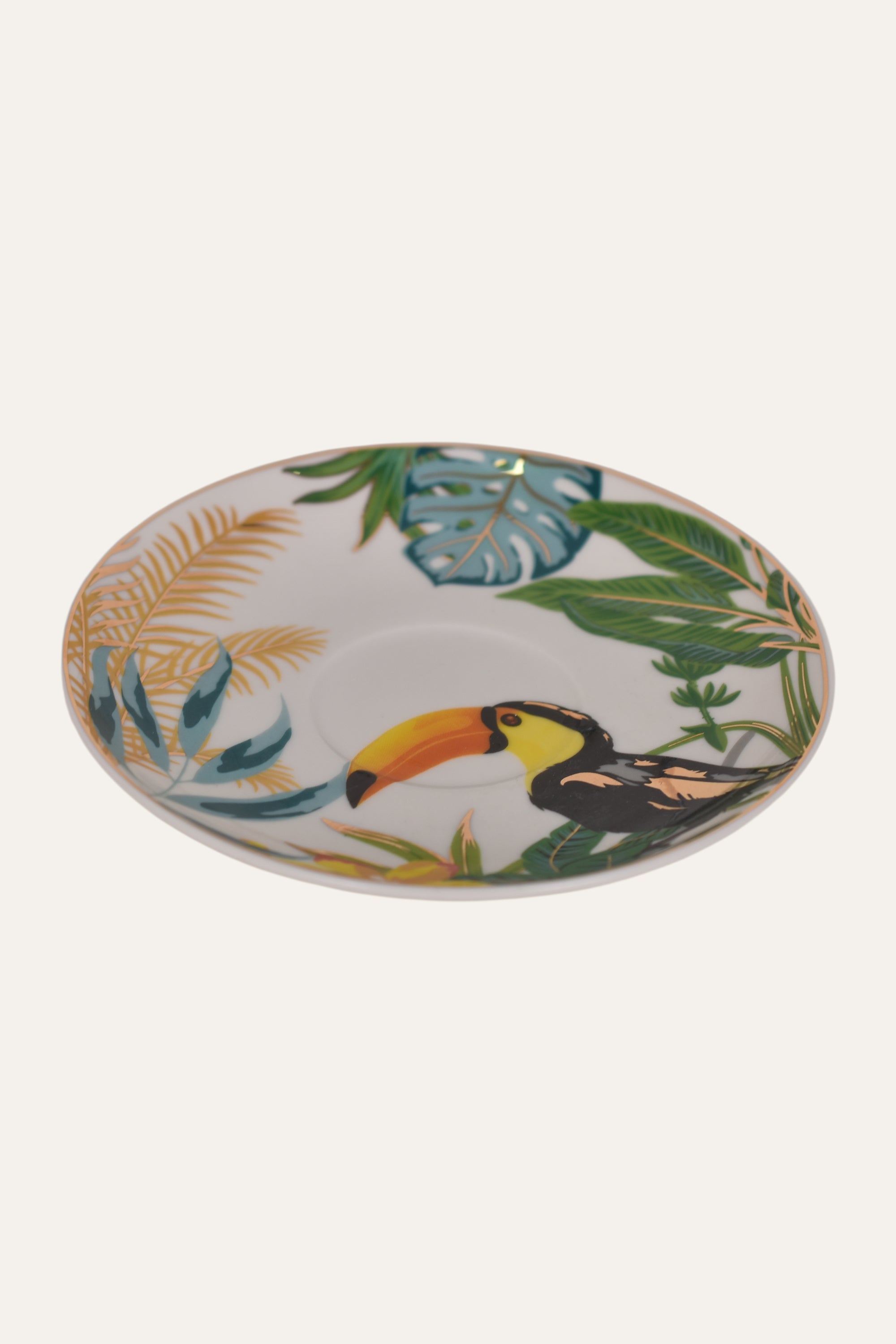 Tropical Bird Hand-Painted Porcelain Cup & Saucer Set with Gold Handle – Artisan Tea & Coffee Cup