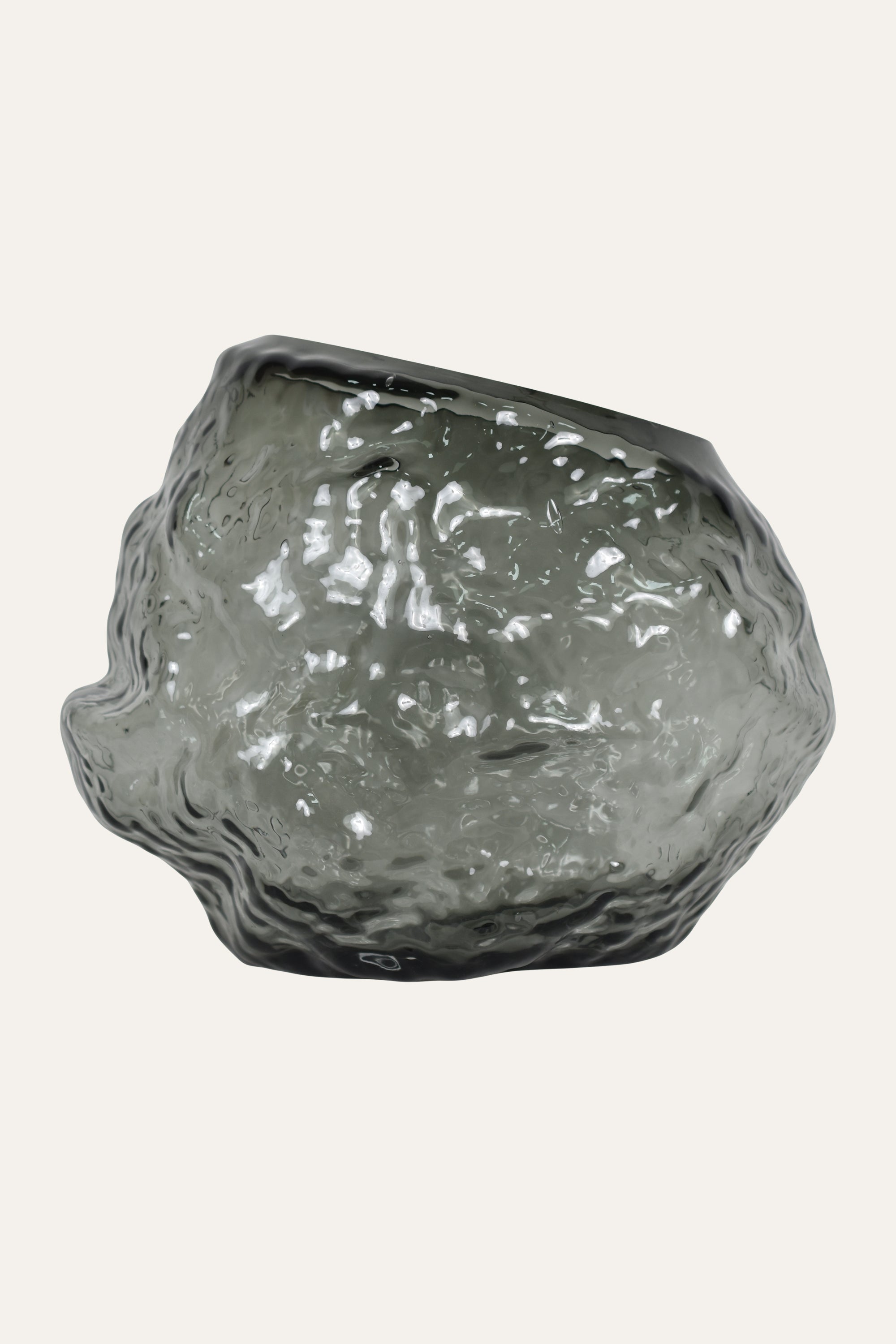 Textured Hand Blown Colored Smoky Grey Glass Vase