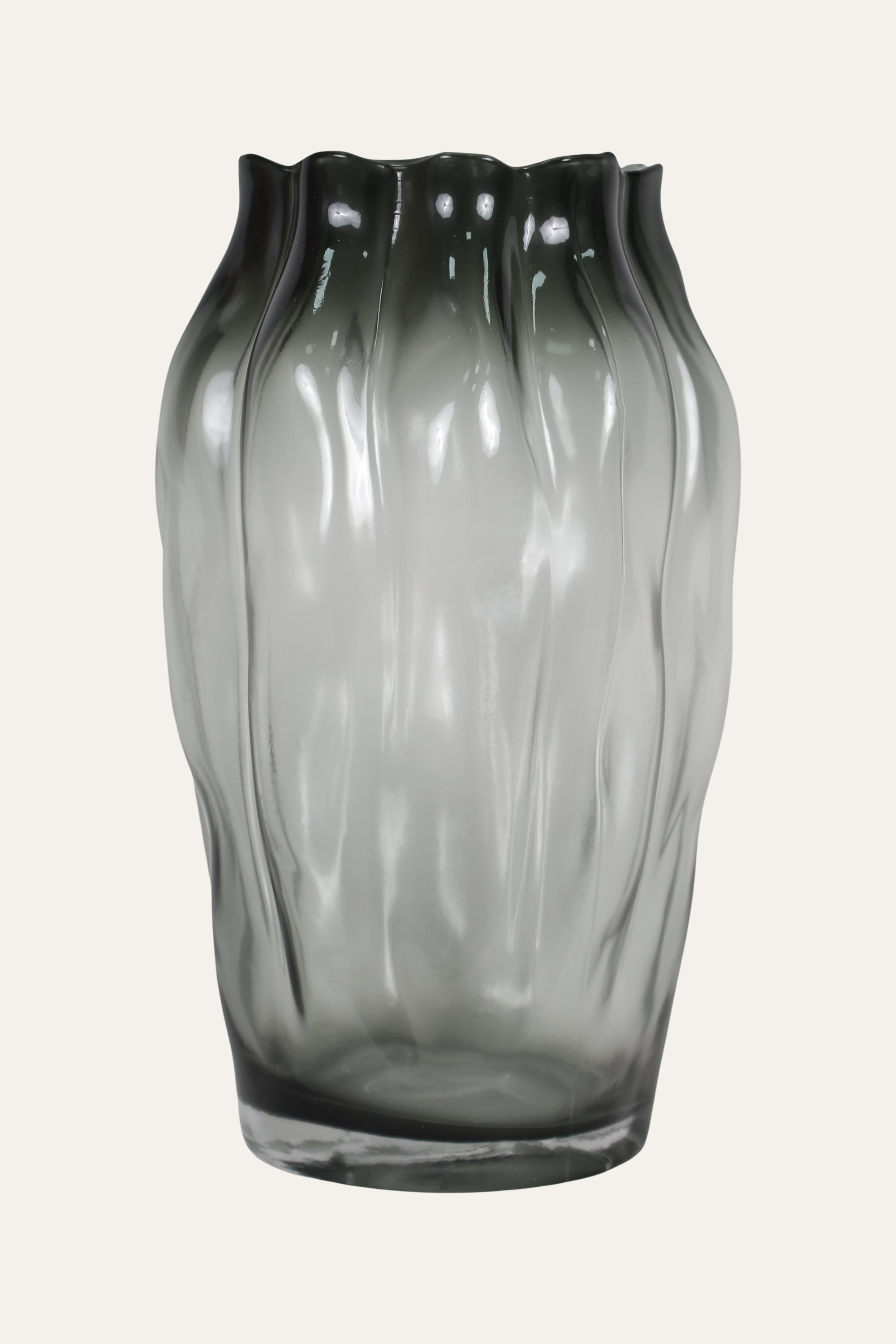 Textured Grey Colored Blown Glass Vase Modern Decorative Flower Holder