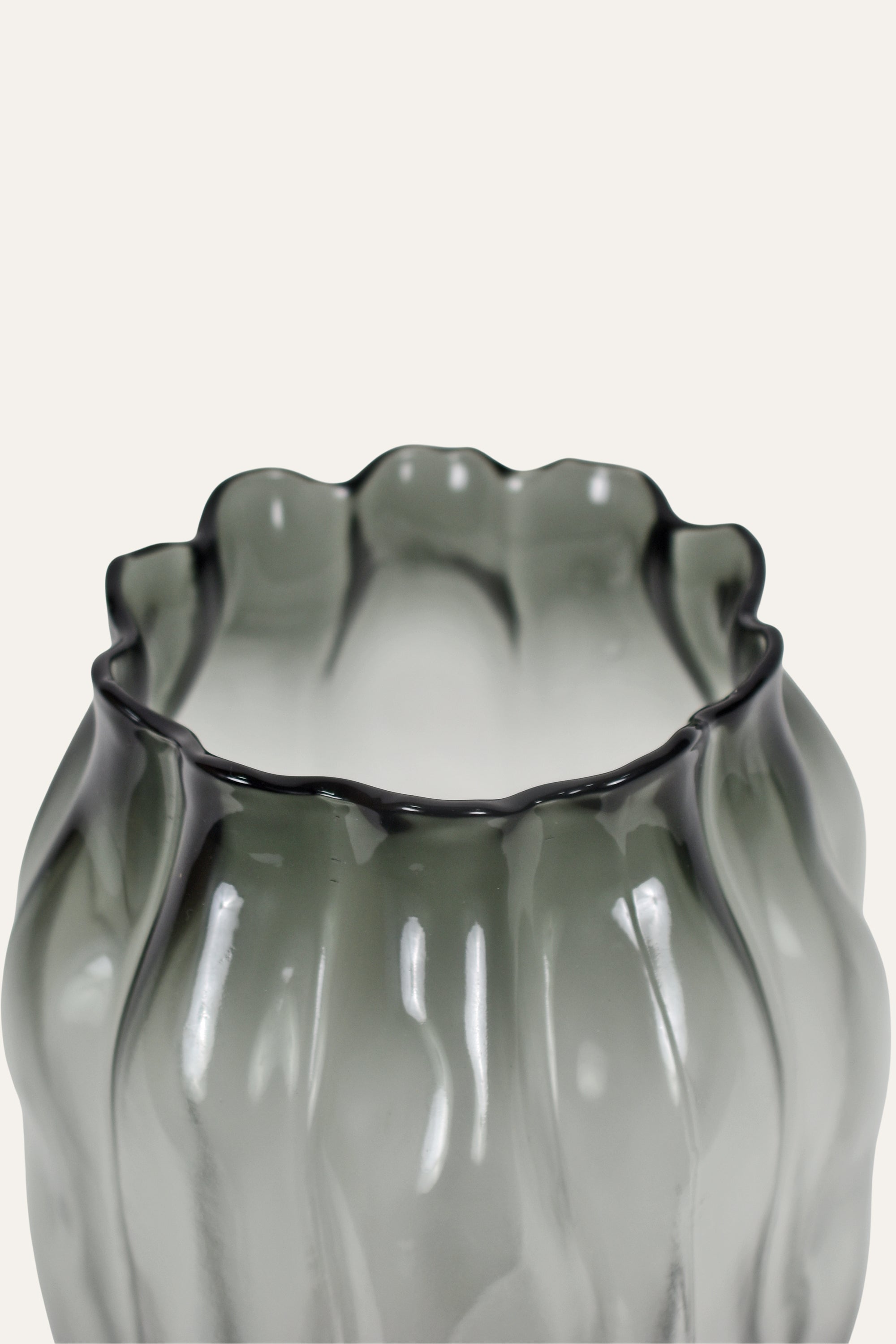 Textured Grey Colored Blown Glass Vase Modern Decorative Flower Holder