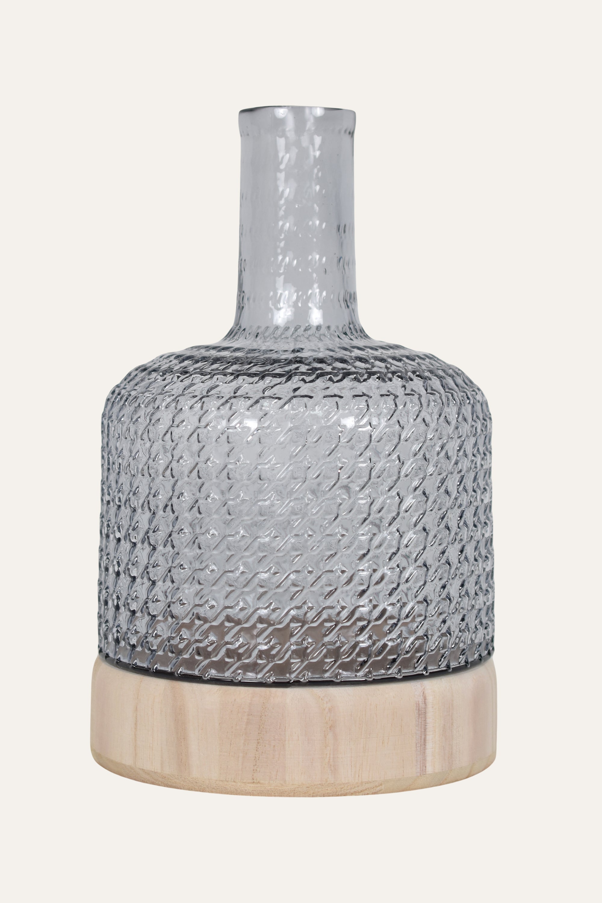 Textured Grey Hand Blown Glass Bottle Vase
