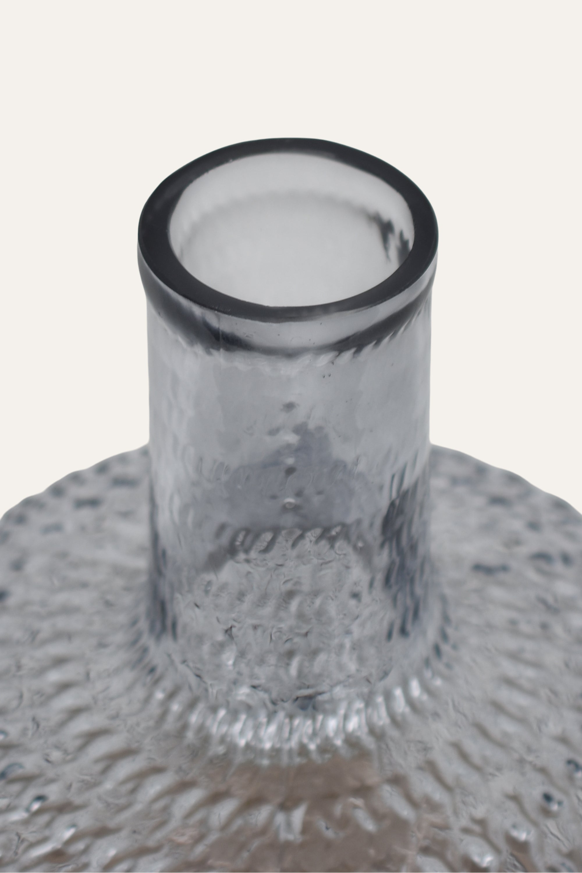 Textured Grey Hand Blown Glass Bottle Vase