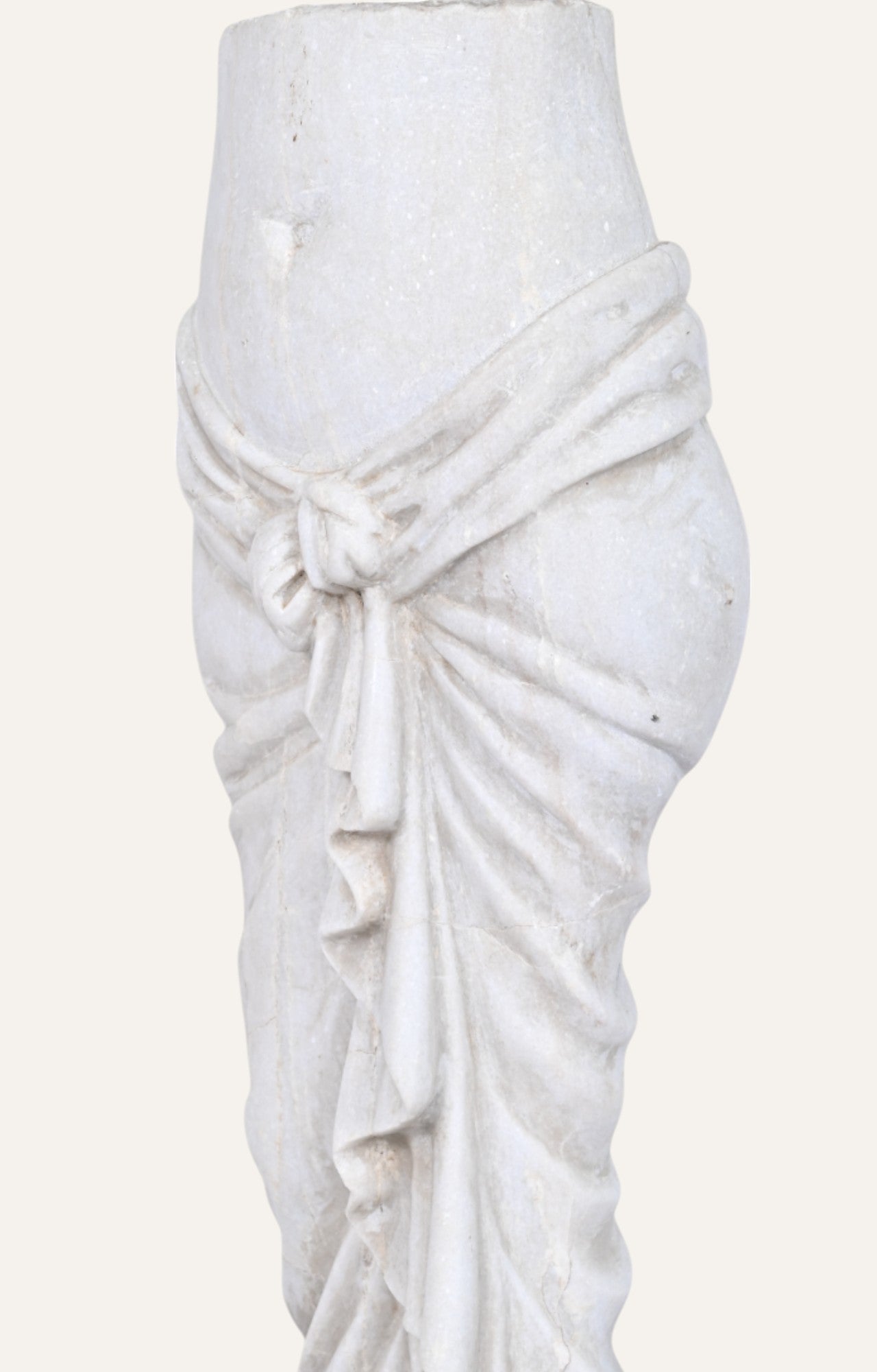 Classical Torso with Tied Drape in White Marble