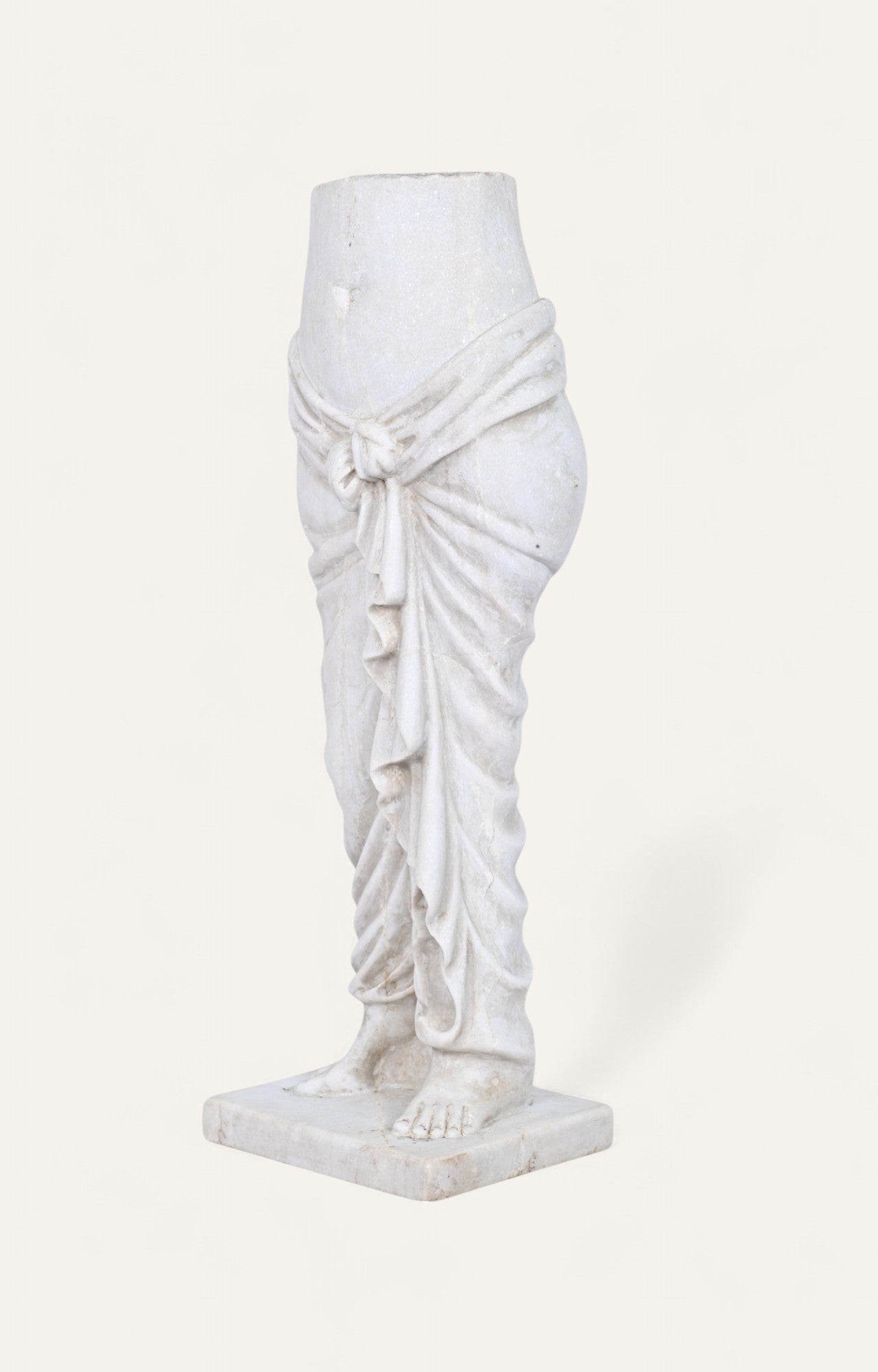 Classical Torso with Tied Drape in White Marble