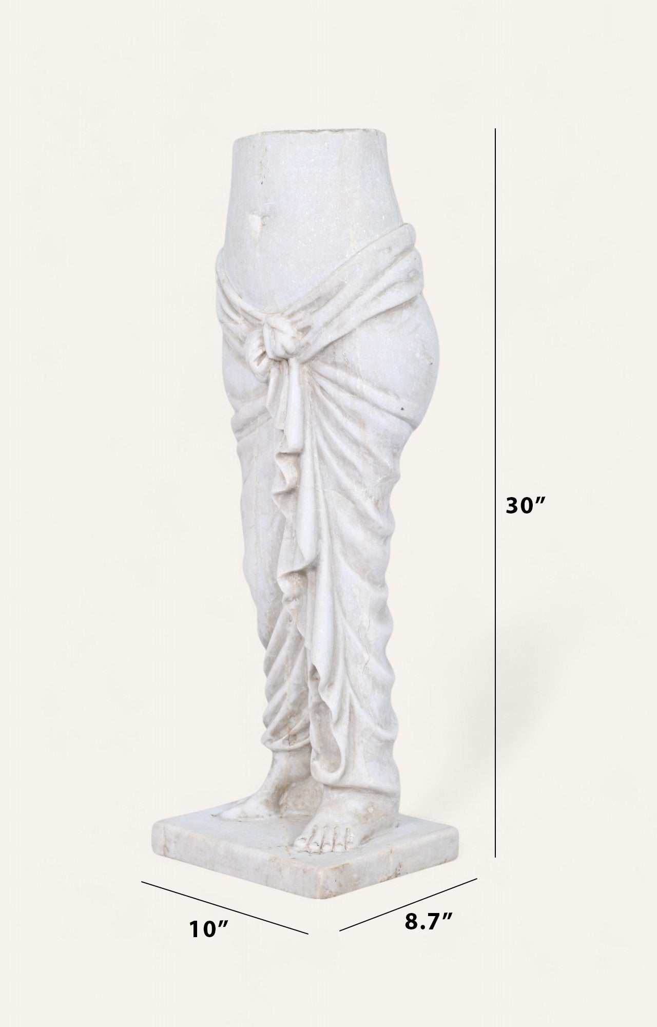 Classical Torso with Tied Drape in White Marble