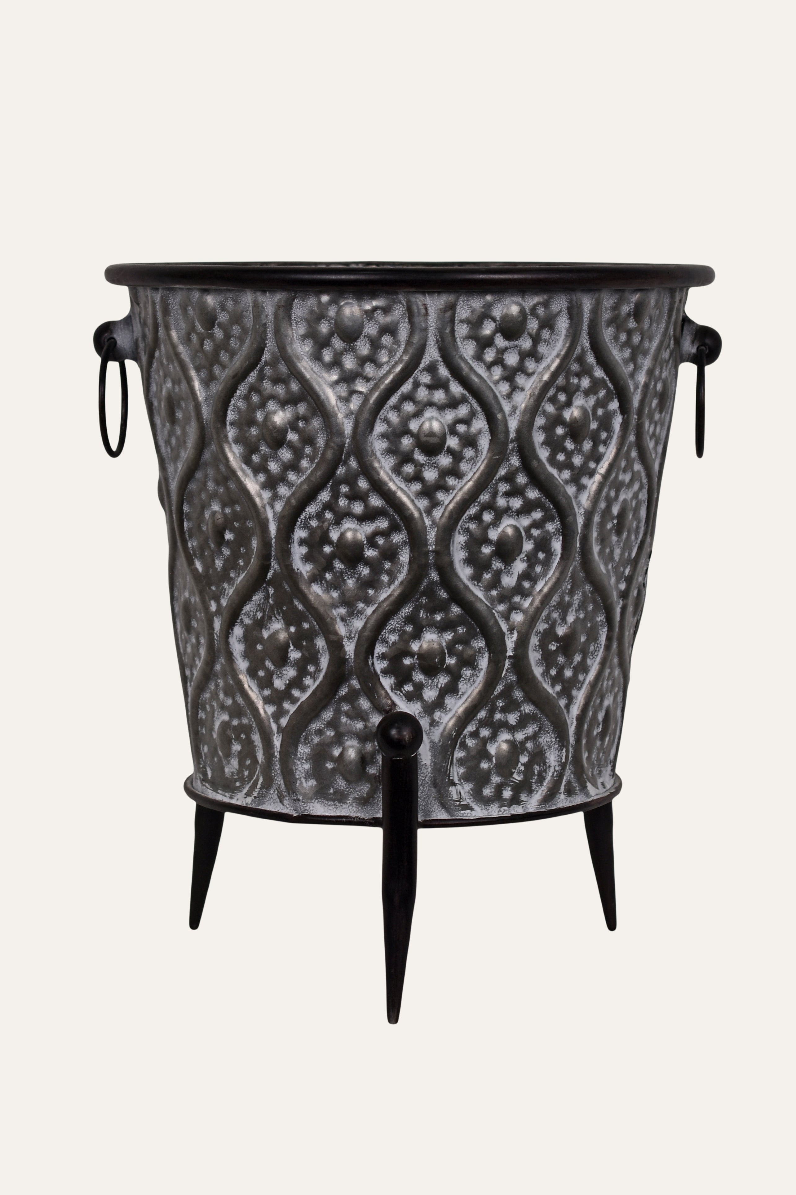 Textured Grey Metal Planter - Medium