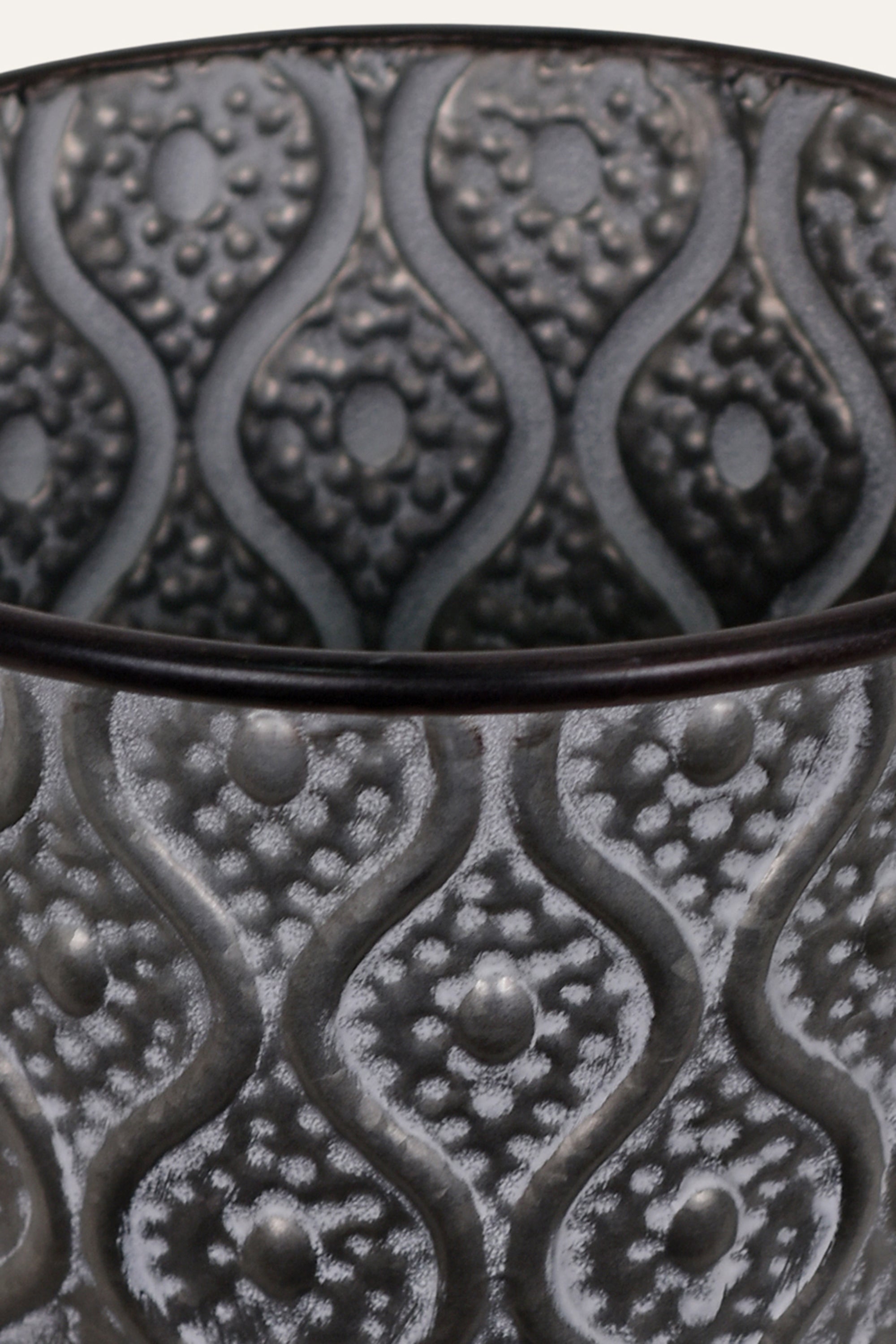 Textured Grey Metal Planter - Medium