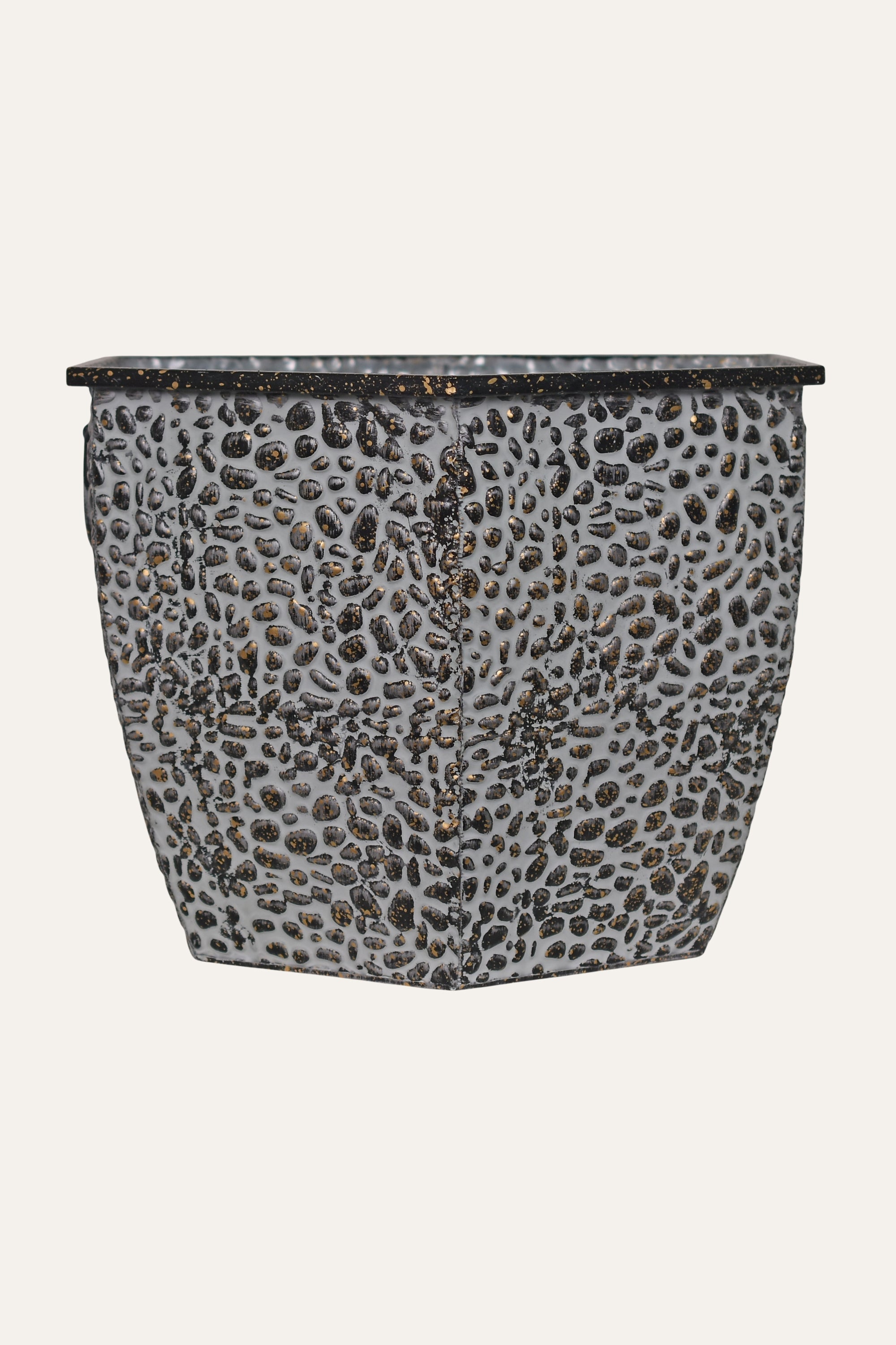 Luxury Speckled Grey & Gold Metal Square Planter - Big