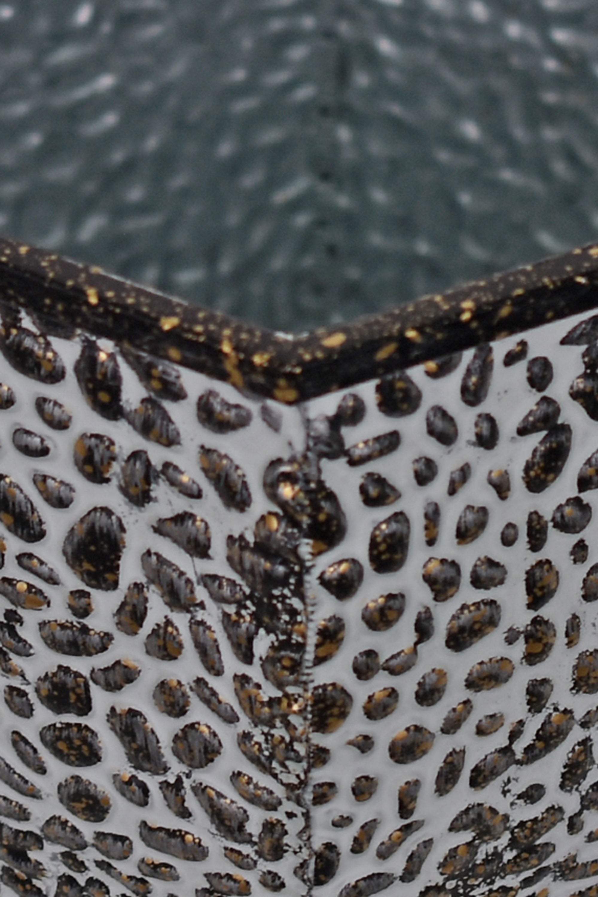 Luxury Speckled Grey & Gold Metal Square Planter - Big