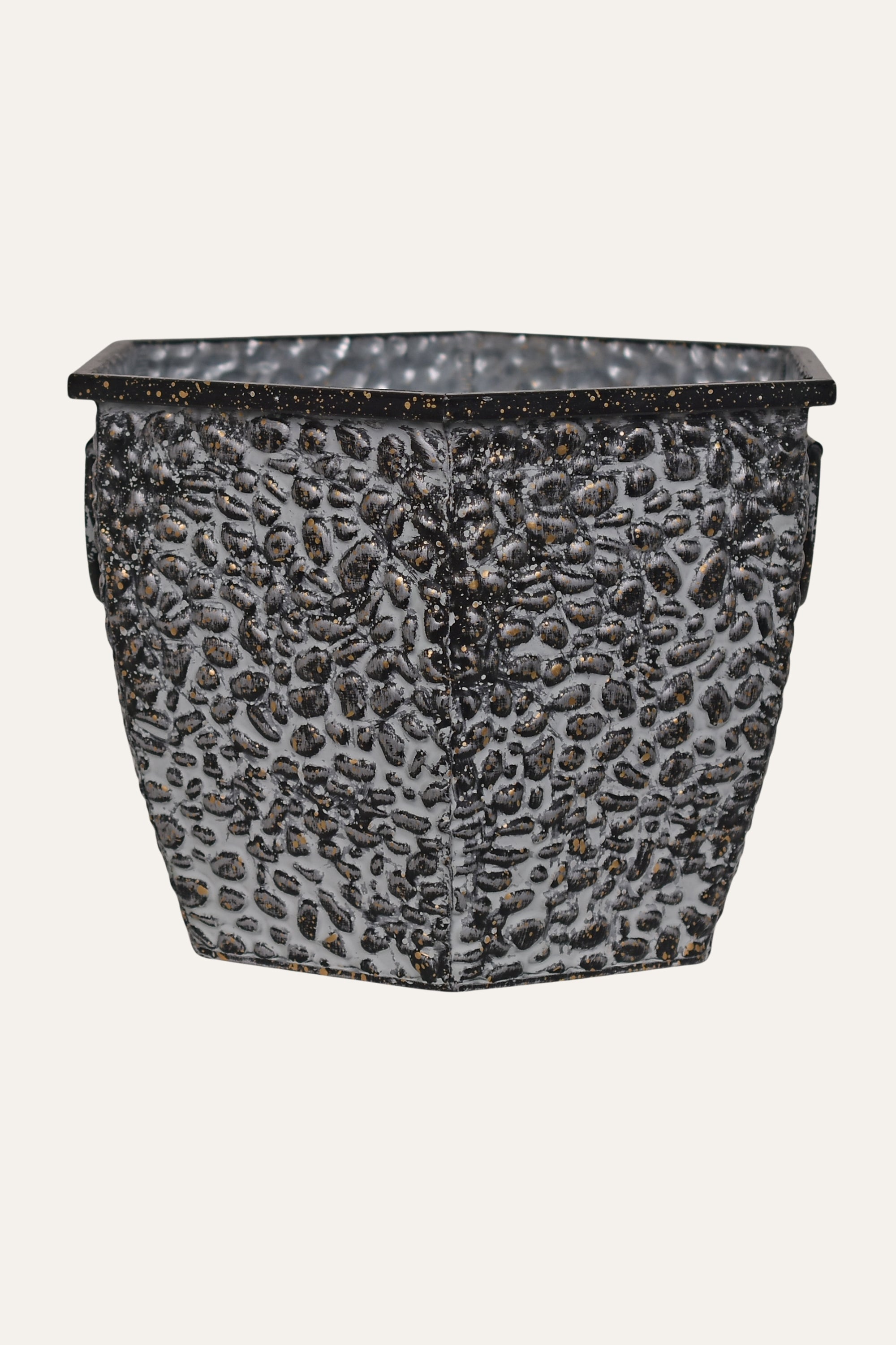 Luxury Speckled Grey & Gold Metal Square Planter - Small