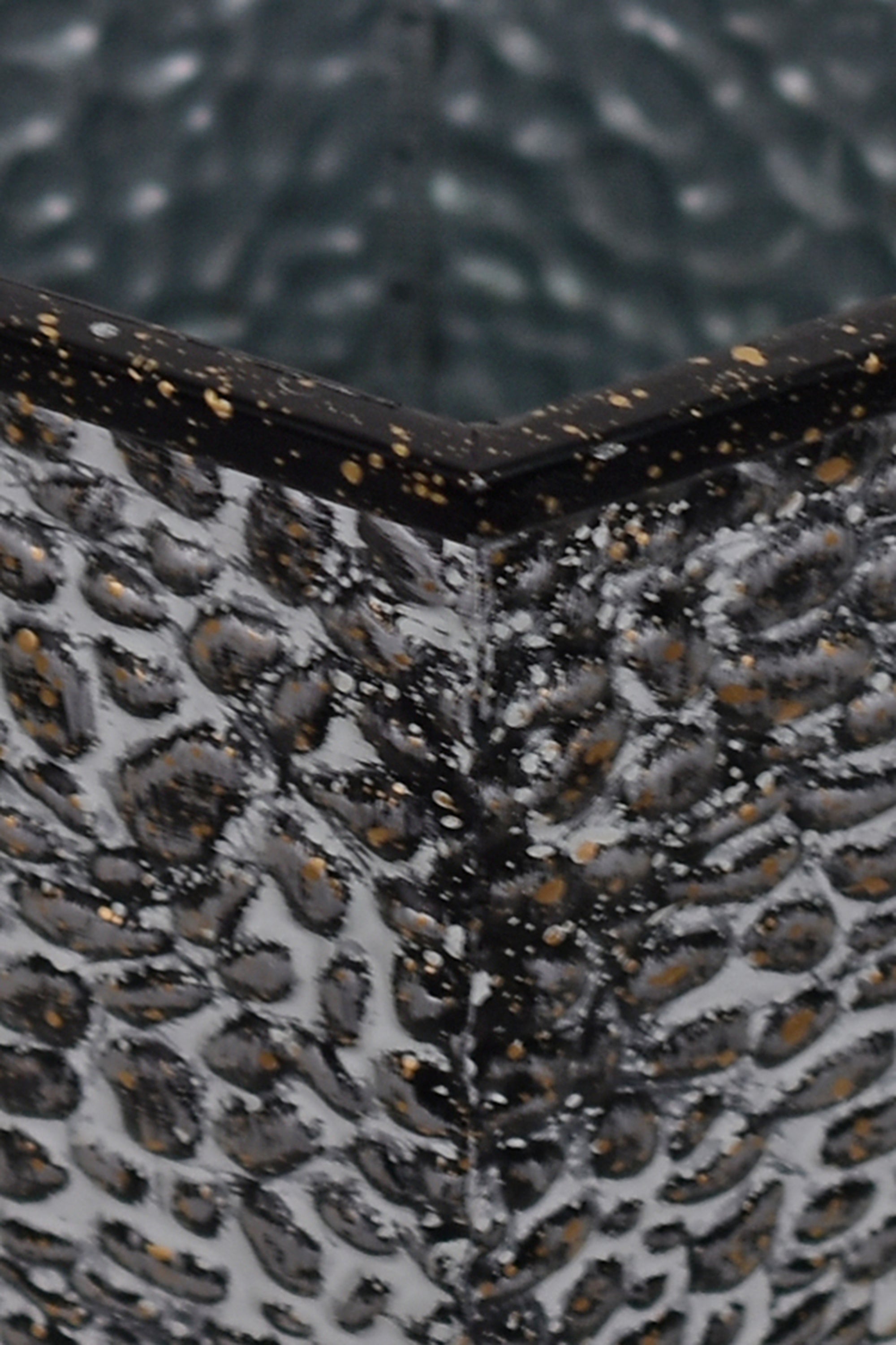 Luxury Speckled Grey & Gold Metal Square Planter - Small